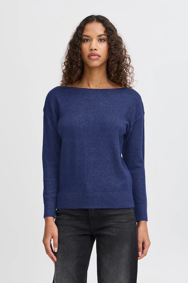 Ella Boat Neck Jumper (Medieval Blue)