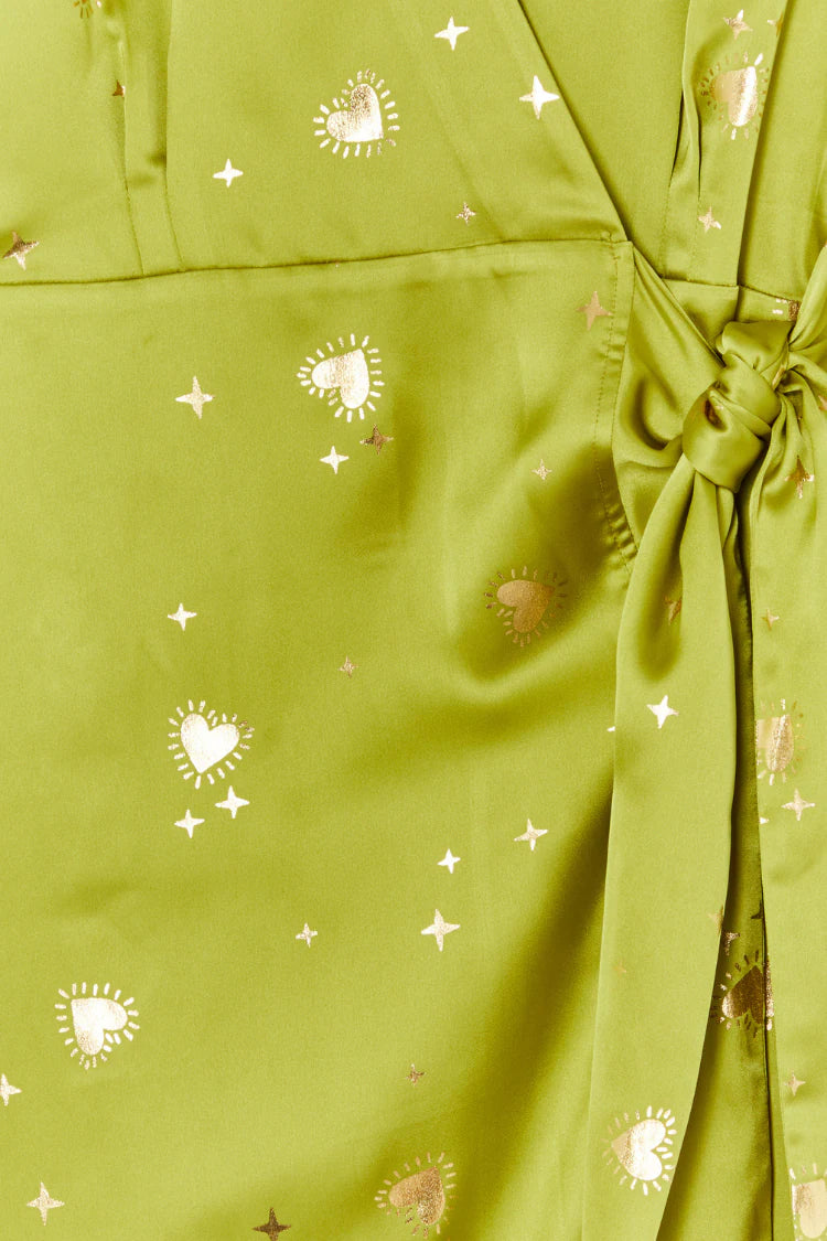 Lime Hearts Vienna Wrap Dress (Lime)