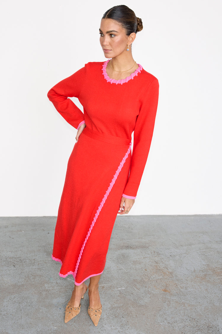 Sydney Wrap Dress (Red/Pink)