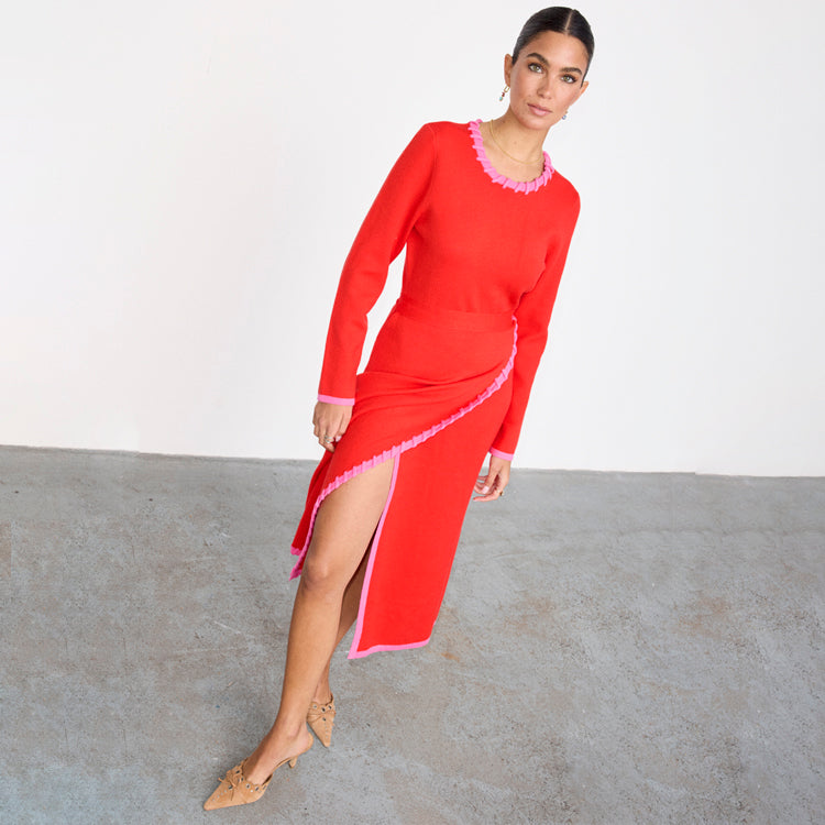 Sydney Wrap Dress (Red/Pink)