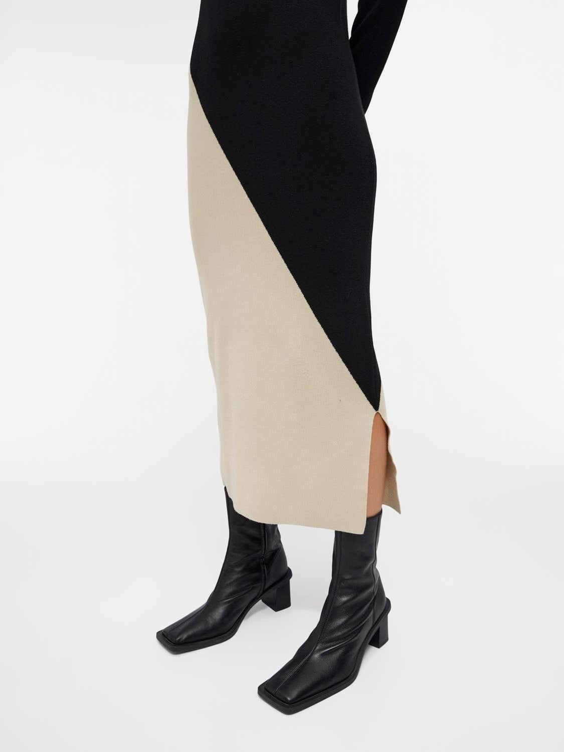 Ester Block Knit Dress Black Sandshell