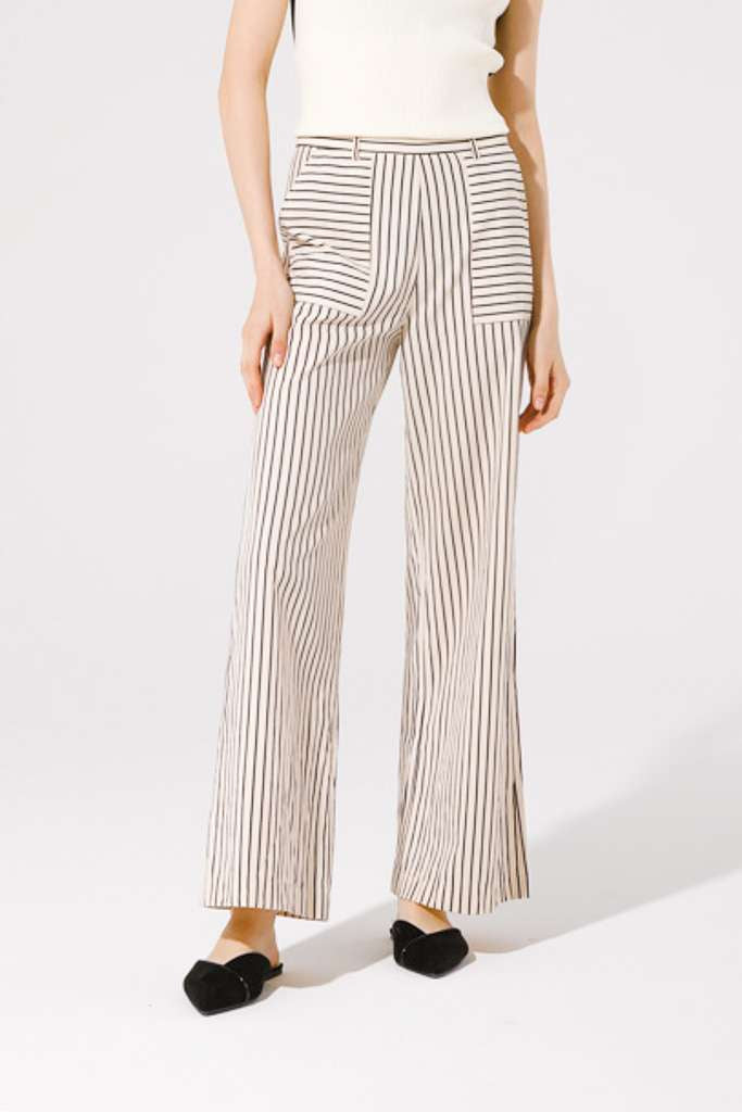 Yatch Trousers (Beige/Black Stripe)