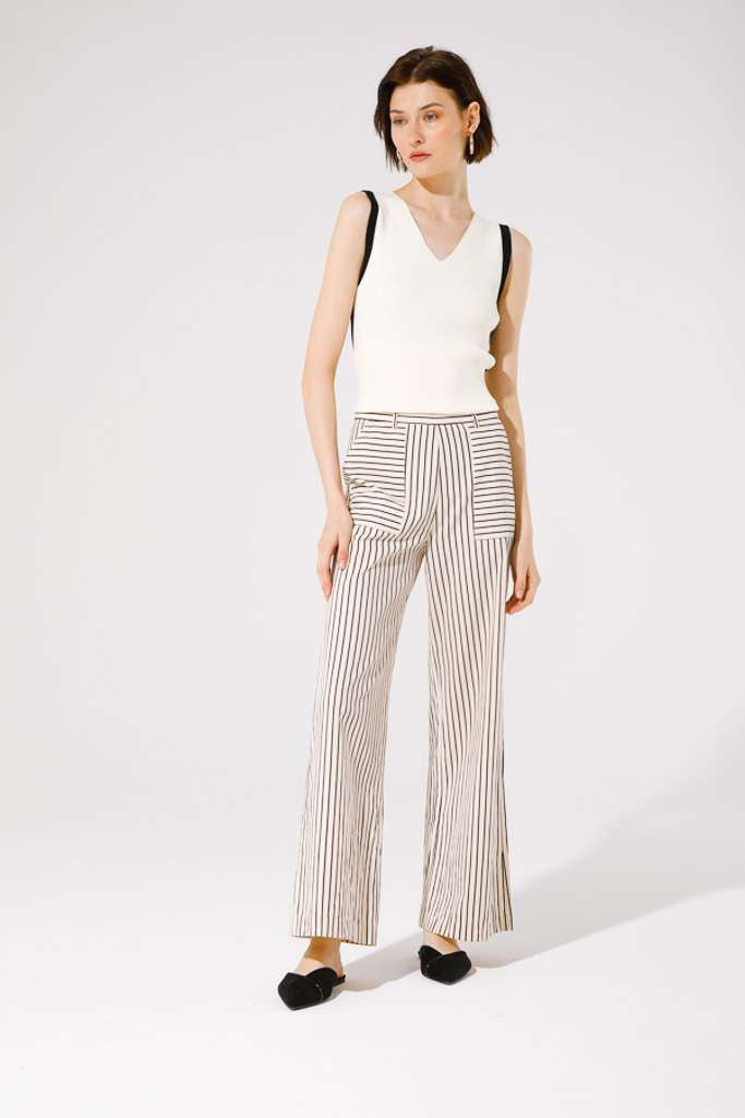 Yatch Trousers (Beige/Black Stripe)