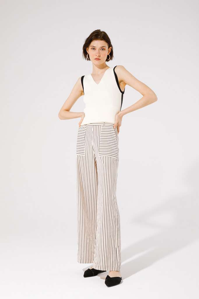 Yatch Trousers (Beige/Black Stripe)