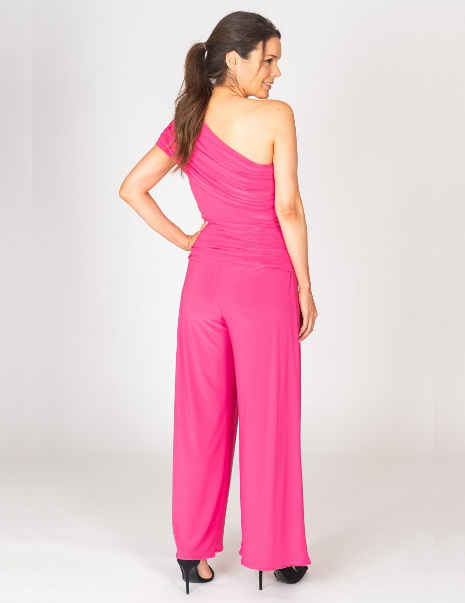 RHODIUM ONE SHOULDER JUMPSUIT (HOT PINK)