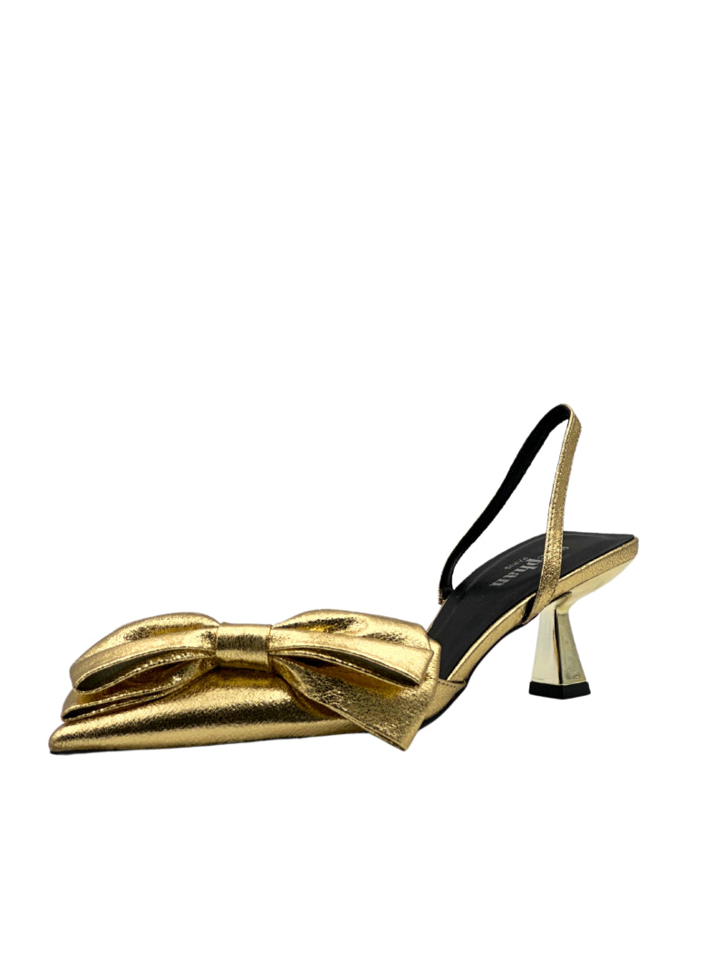 Bella Bow Slingback Heels (Gold)
