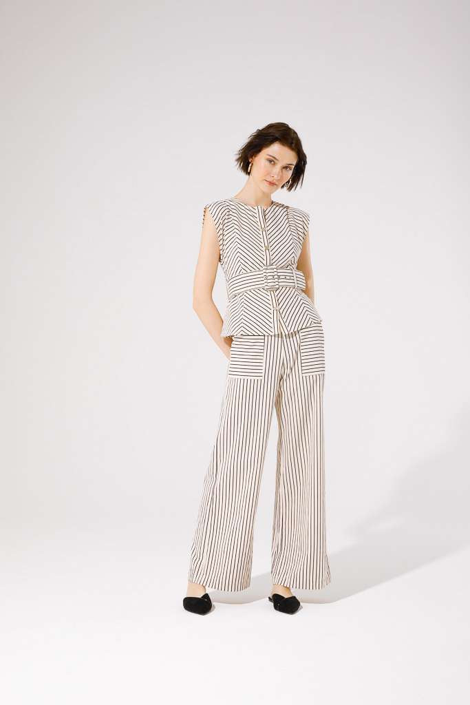 Yatch Trousers (Beige/Black Stripe)