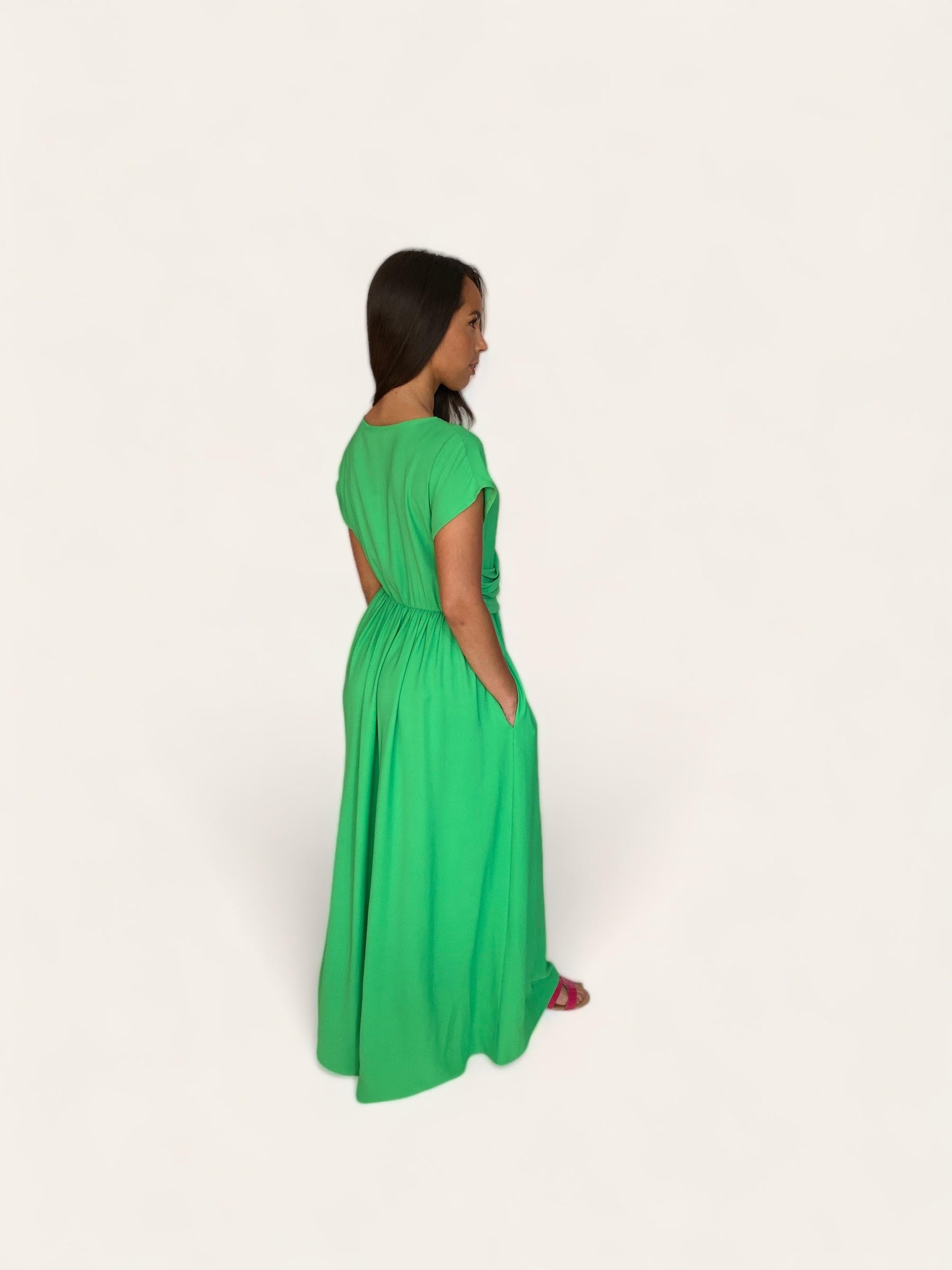 CLODAGH DRAPE MAXI DRESS (GREEN)