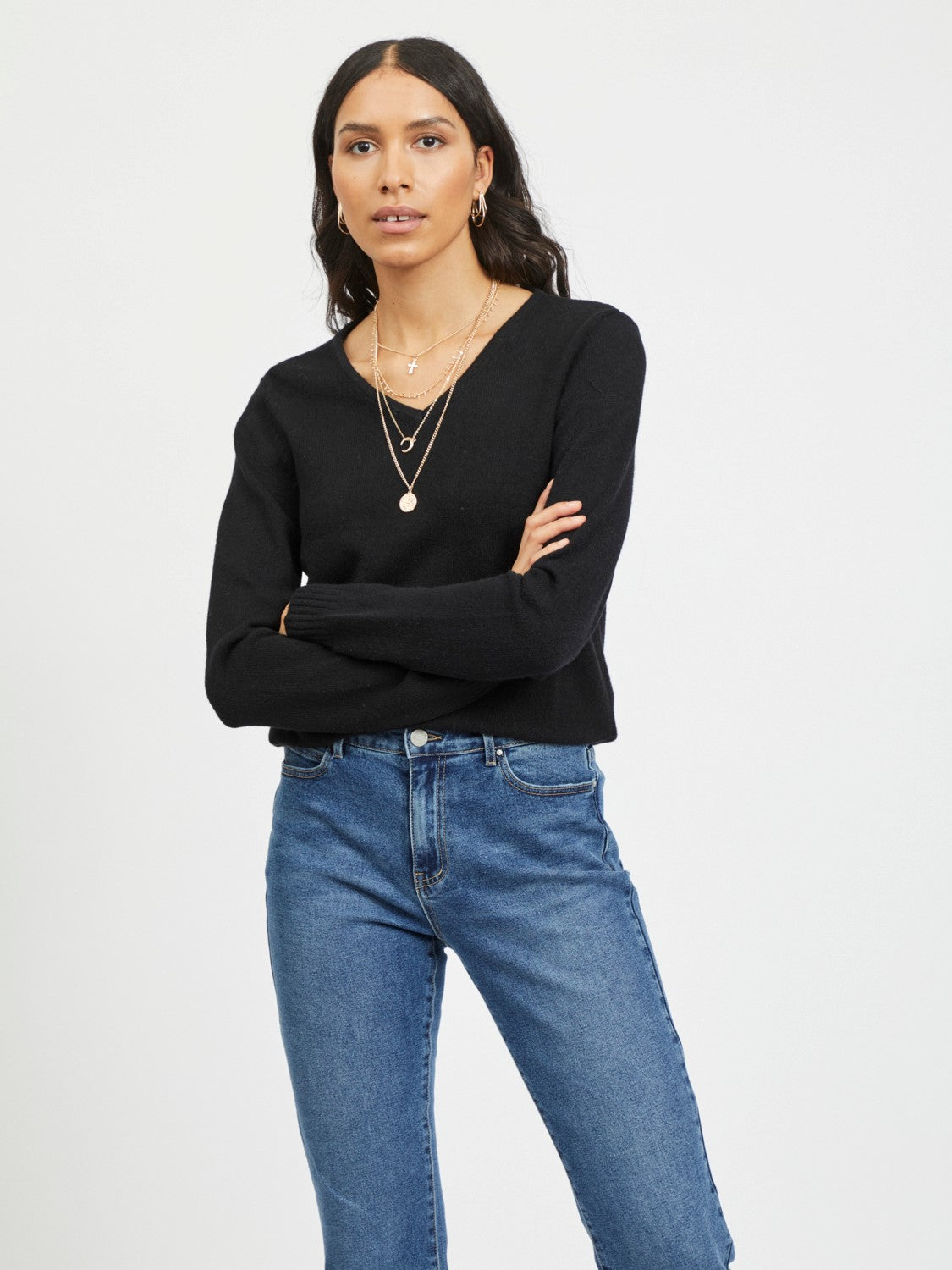 MIELA V-NECK JUMPER (BLACK)