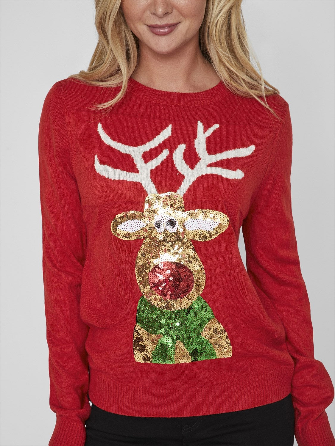 Rudolph Christmas Sequin Jumper (Red)