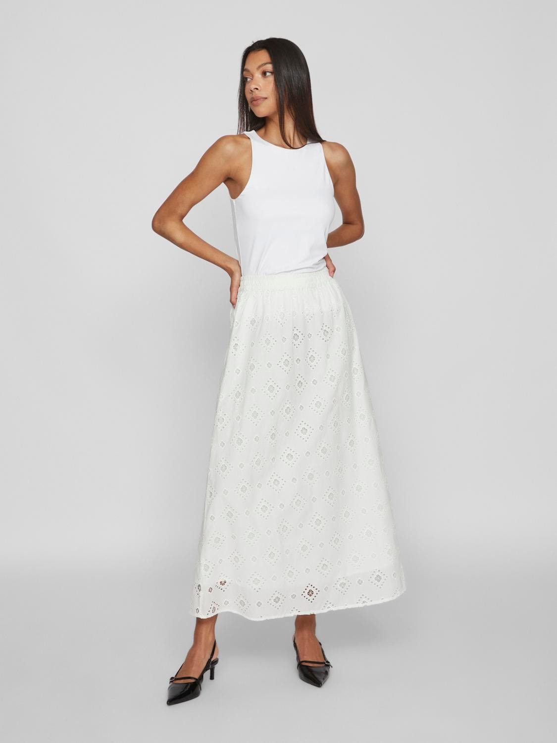 Alina High Waisted Maxi Skirt (Cloud Dancer)