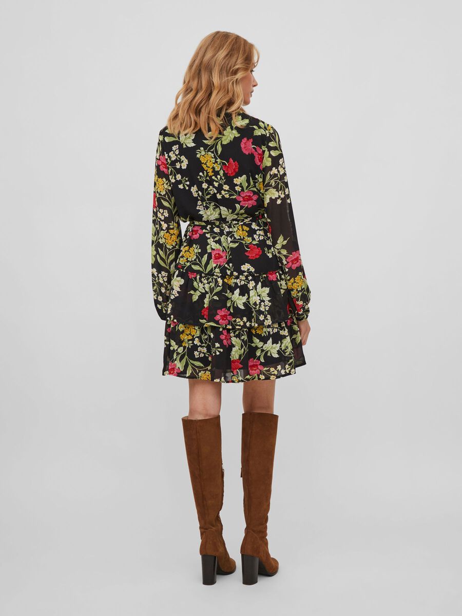 Leslie Short Dress (Black/Floral)