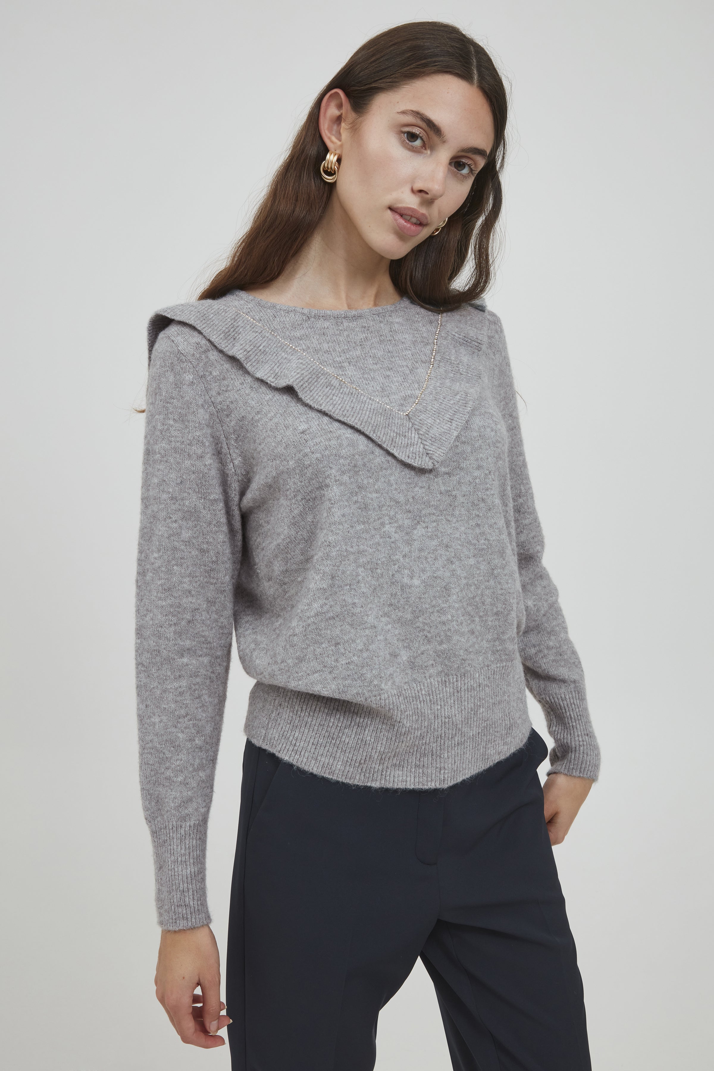 grey frill jumper 