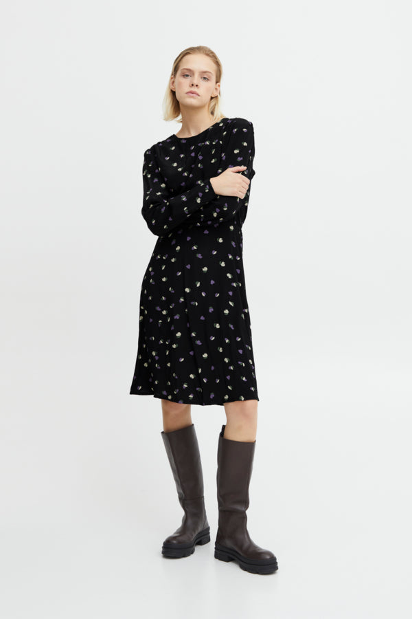 Heli Mini Dress (Black Floral)