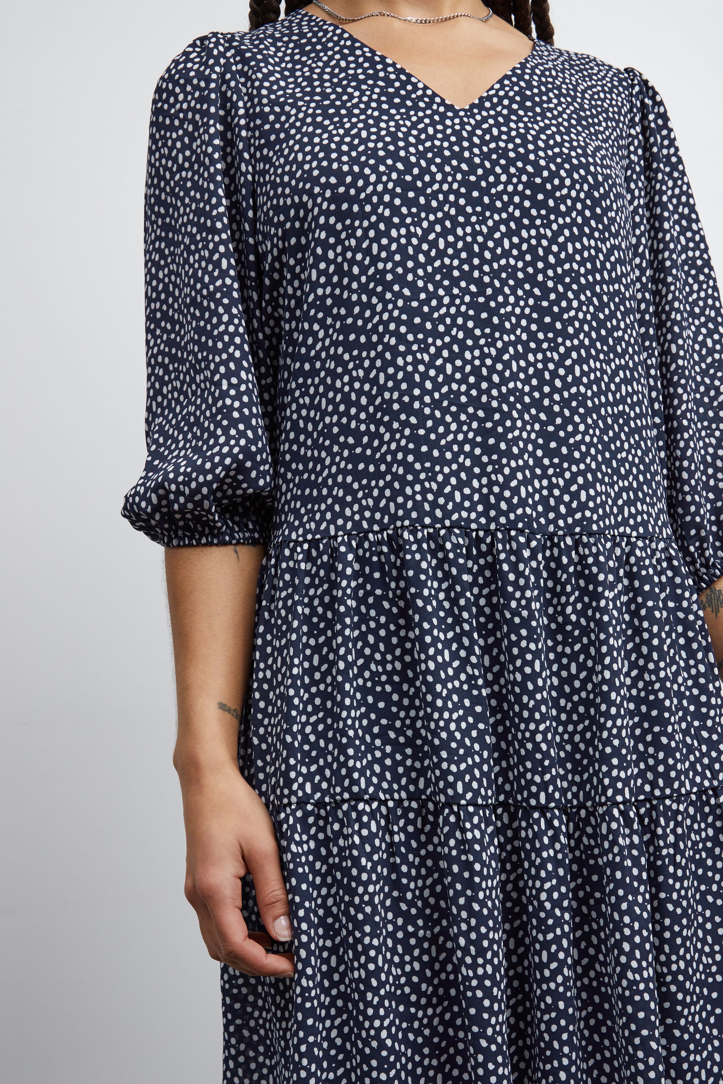 LUMA POLKA DOT SMOCK DRESS (NAVY)