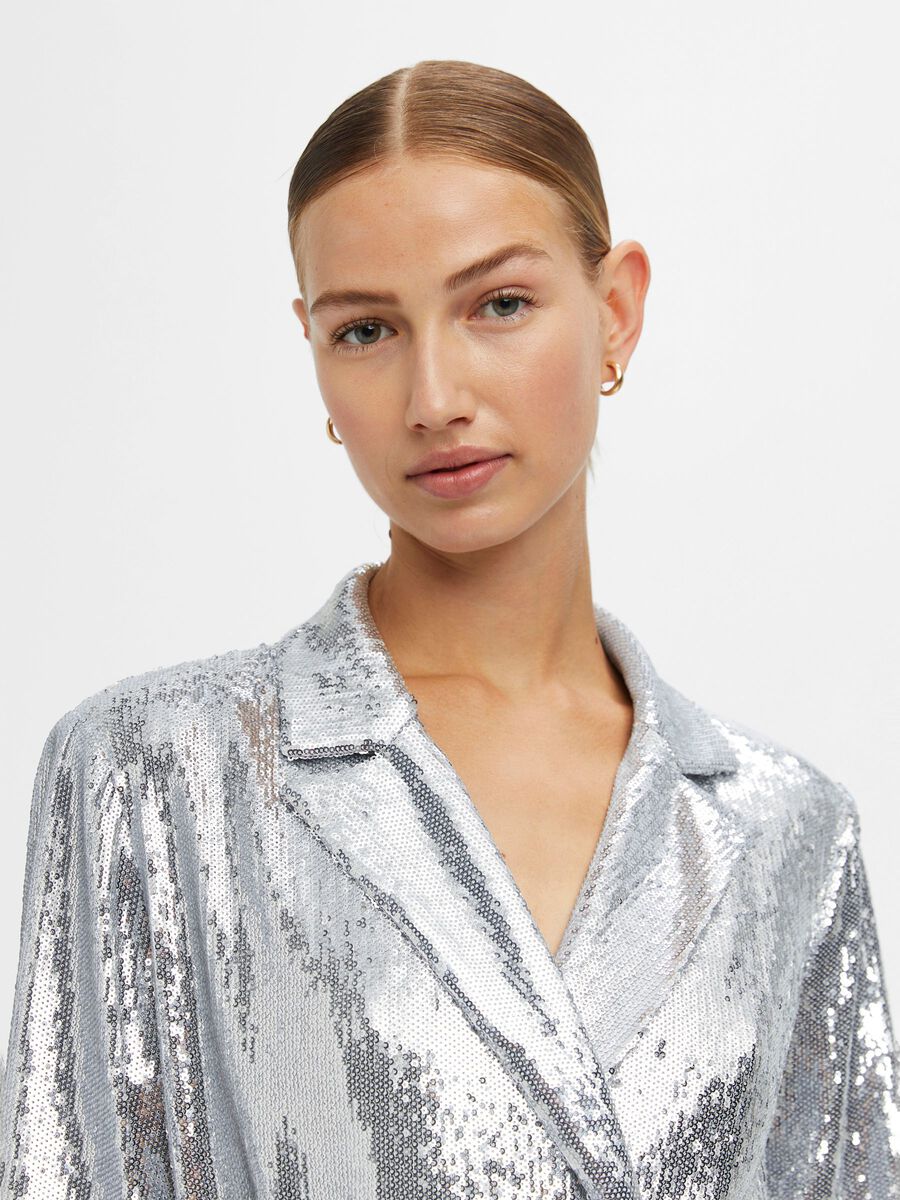 Elula Sequin Blazer Dress (Silver)