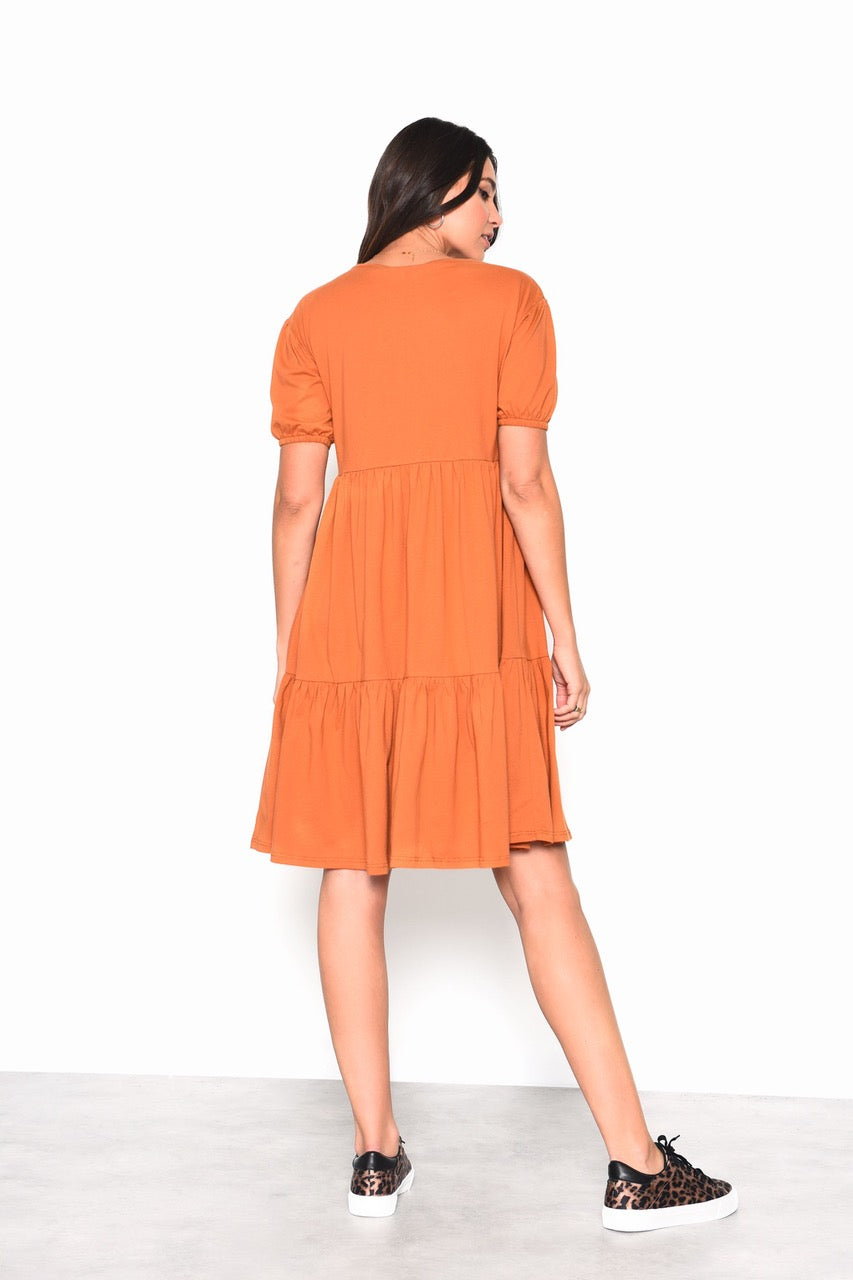 Clarisse Smock Dress (Rust)