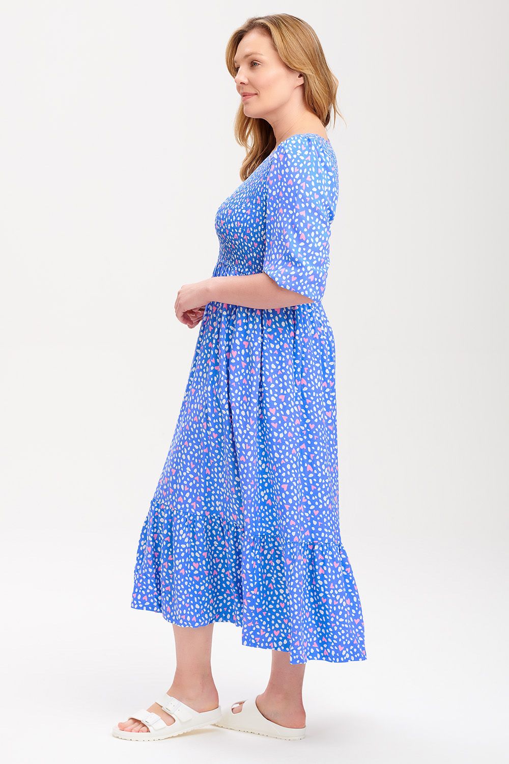 Magdalene Midi Dress | Animal Love Hearts (Blue)