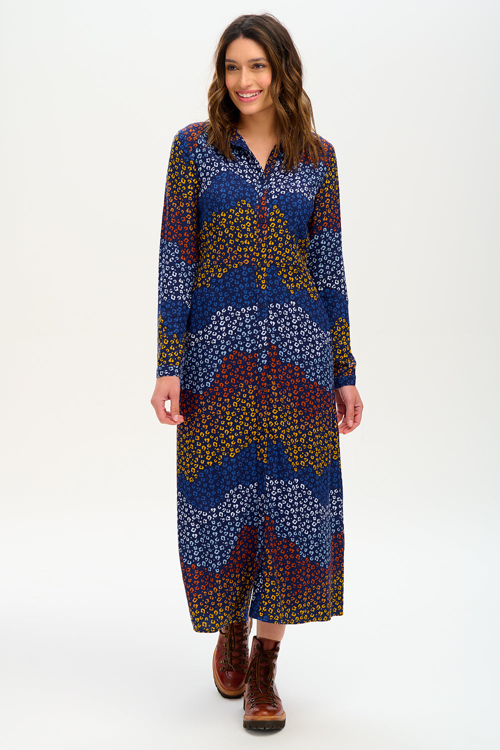 Clarissa Maxi Shirt Dress - Navy/Multi, Dark Floral Waves