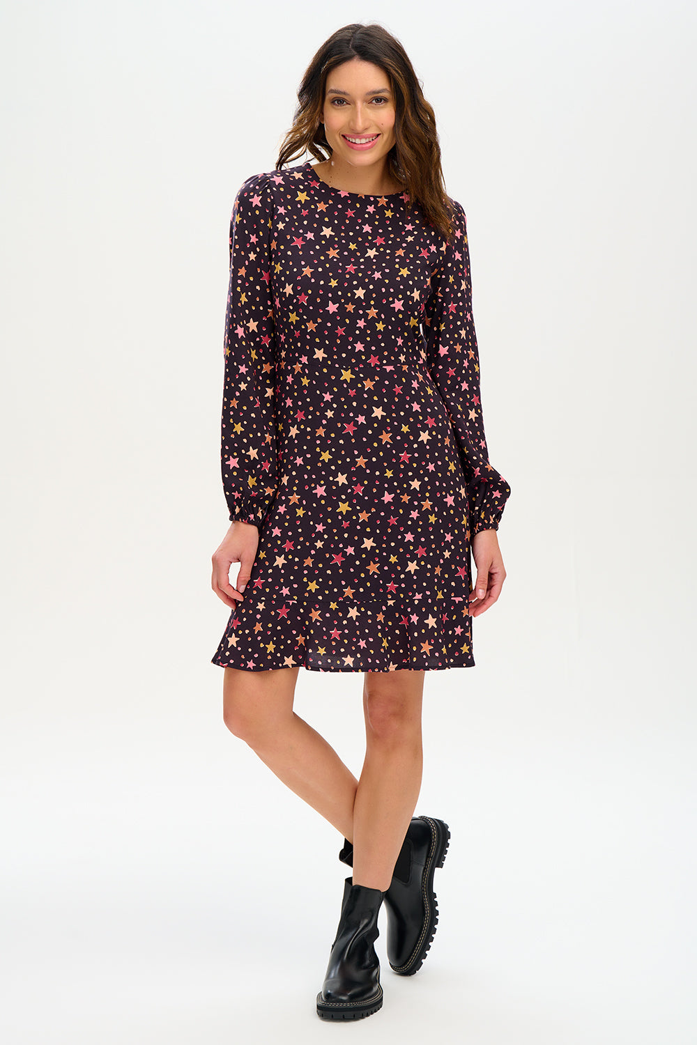 Juliette Dress - Black, Cutout Stars