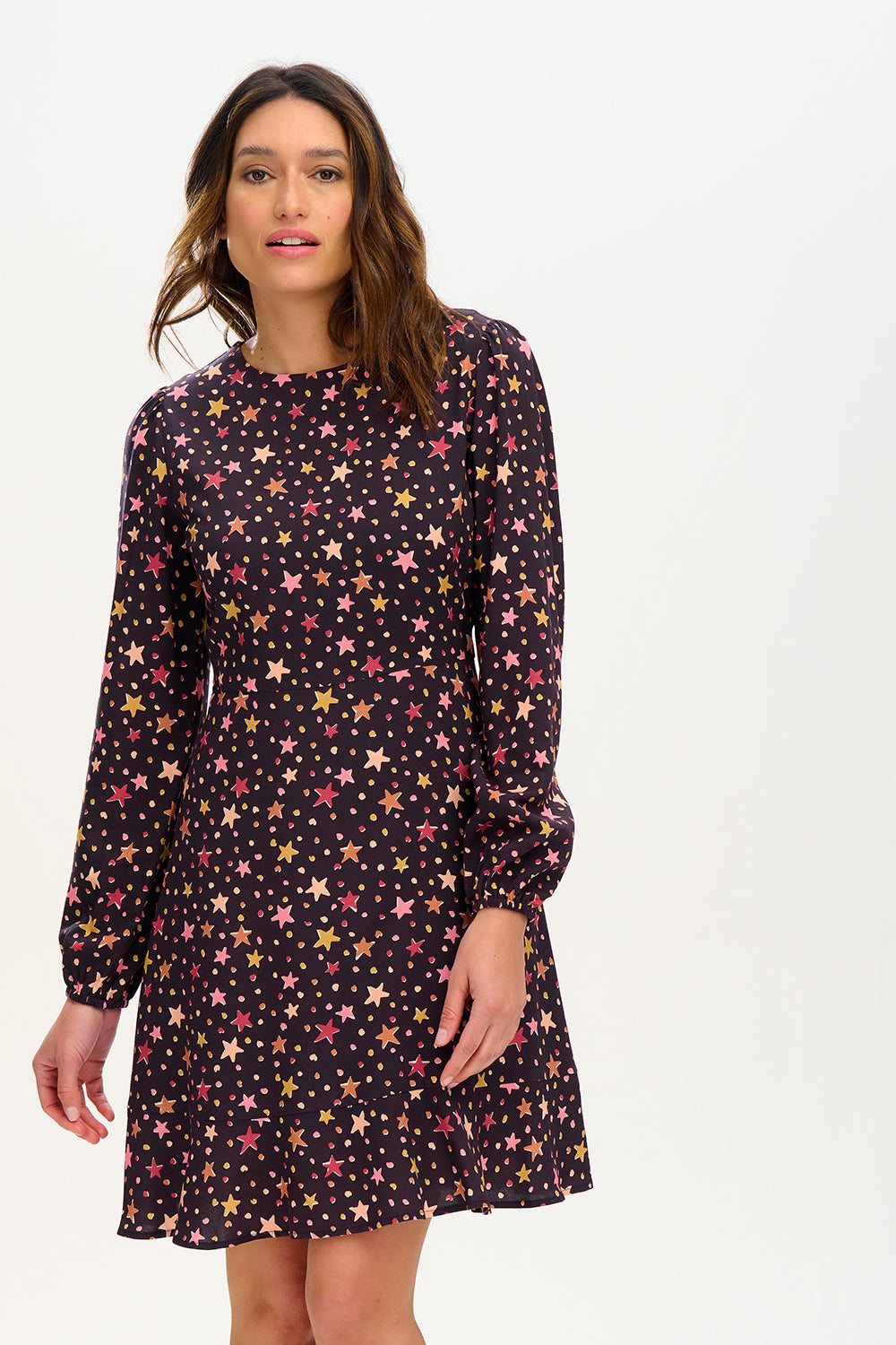 Juliette Dress - Black, Cutout Stars