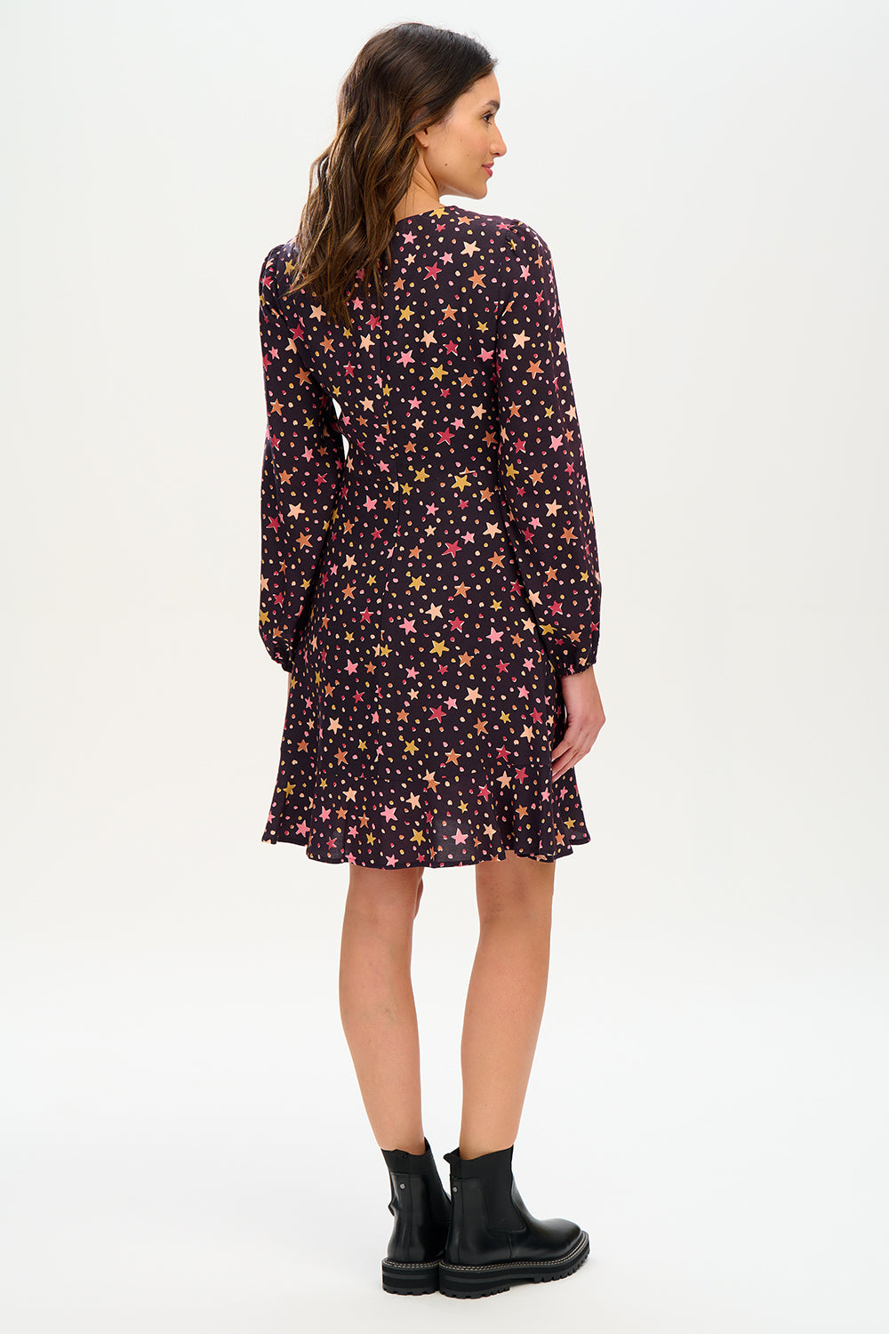 Juliette Dress - Black, Cutout Stars