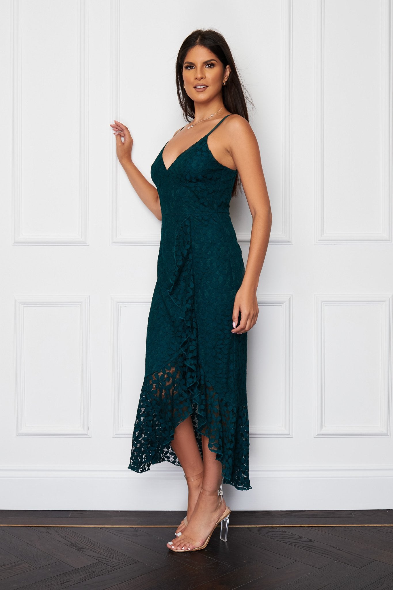 Missguided lace midi cheap dress