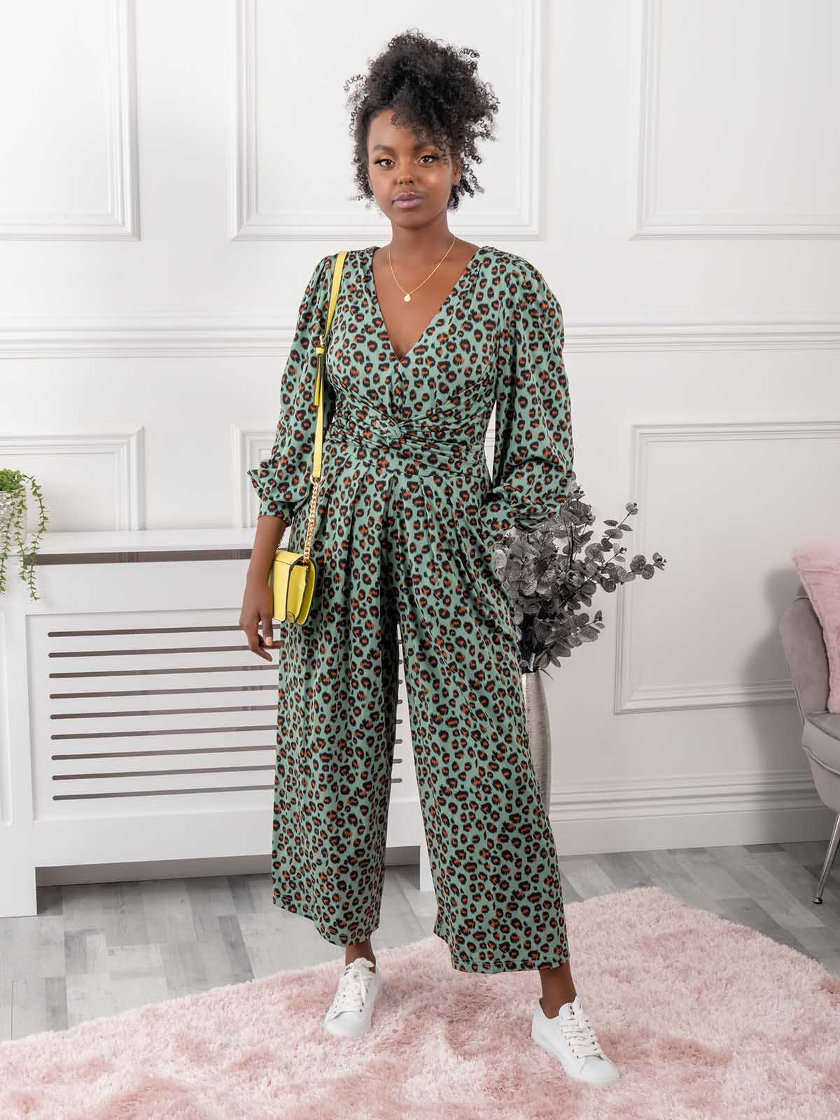 Green orders long sleeve jumpsuit