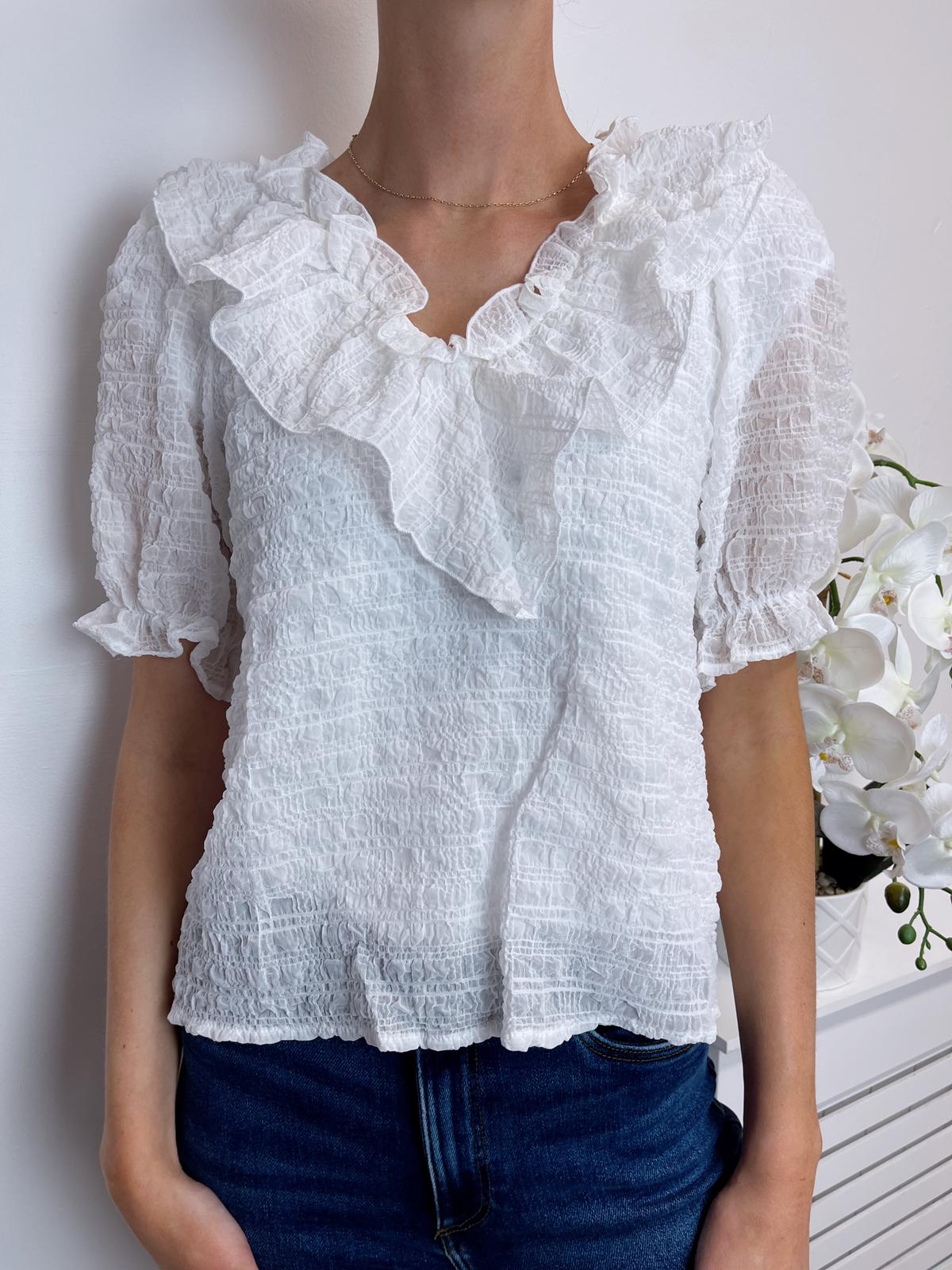 Libby V-neck Blouse (White)