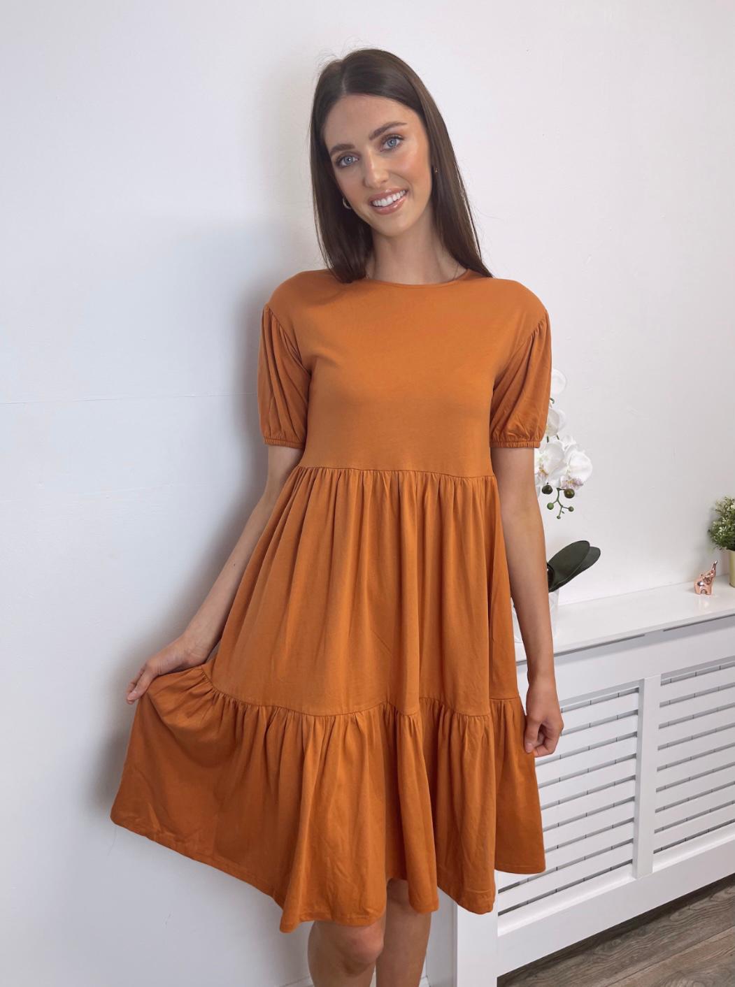 Clarisse Smock Dress (Rust)