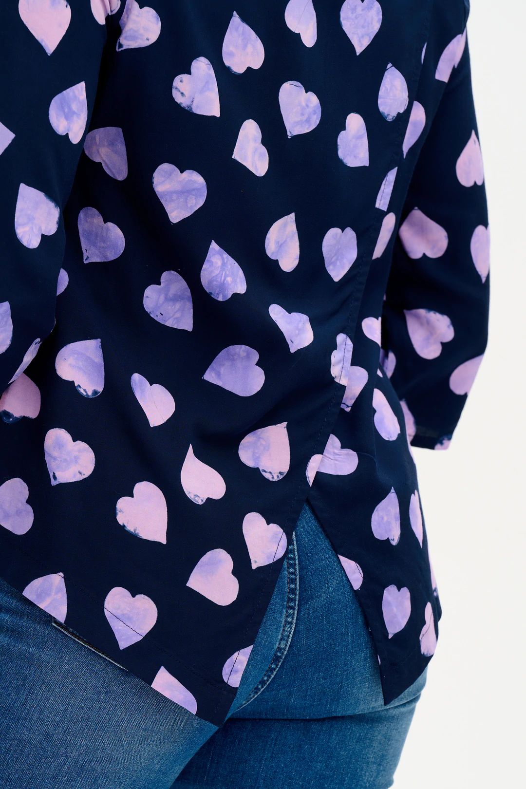 Lexi Batik Top | Big Hearts (Navy/Lilac)