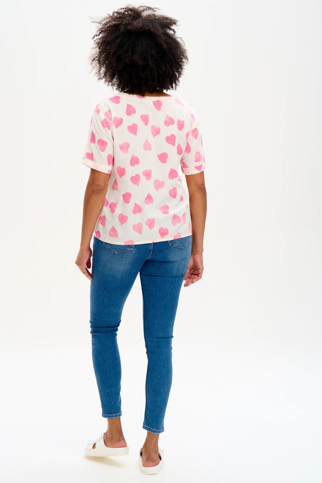 Hatty Batik Shirt | Big Hearts (Off White/Pink)