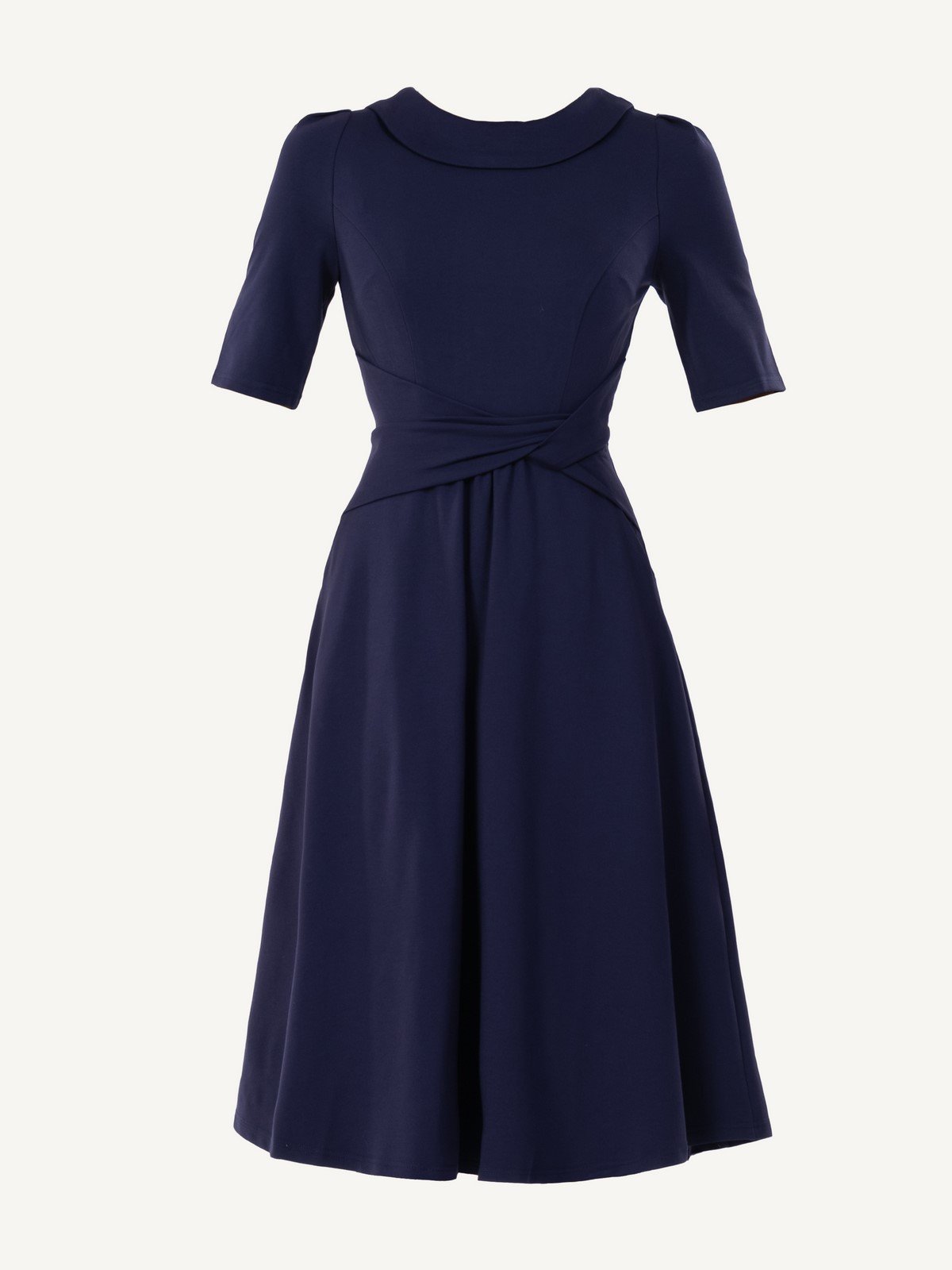 Jackie-O Fit & Flare Midi Dress (Navy)