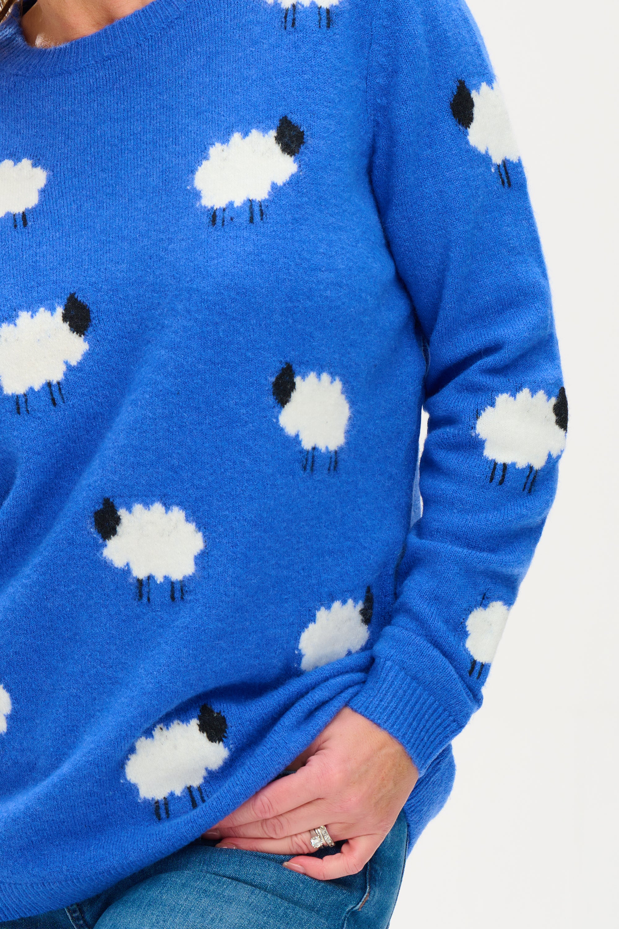 Nessa Jumper- Blue, Fluffy Sheep