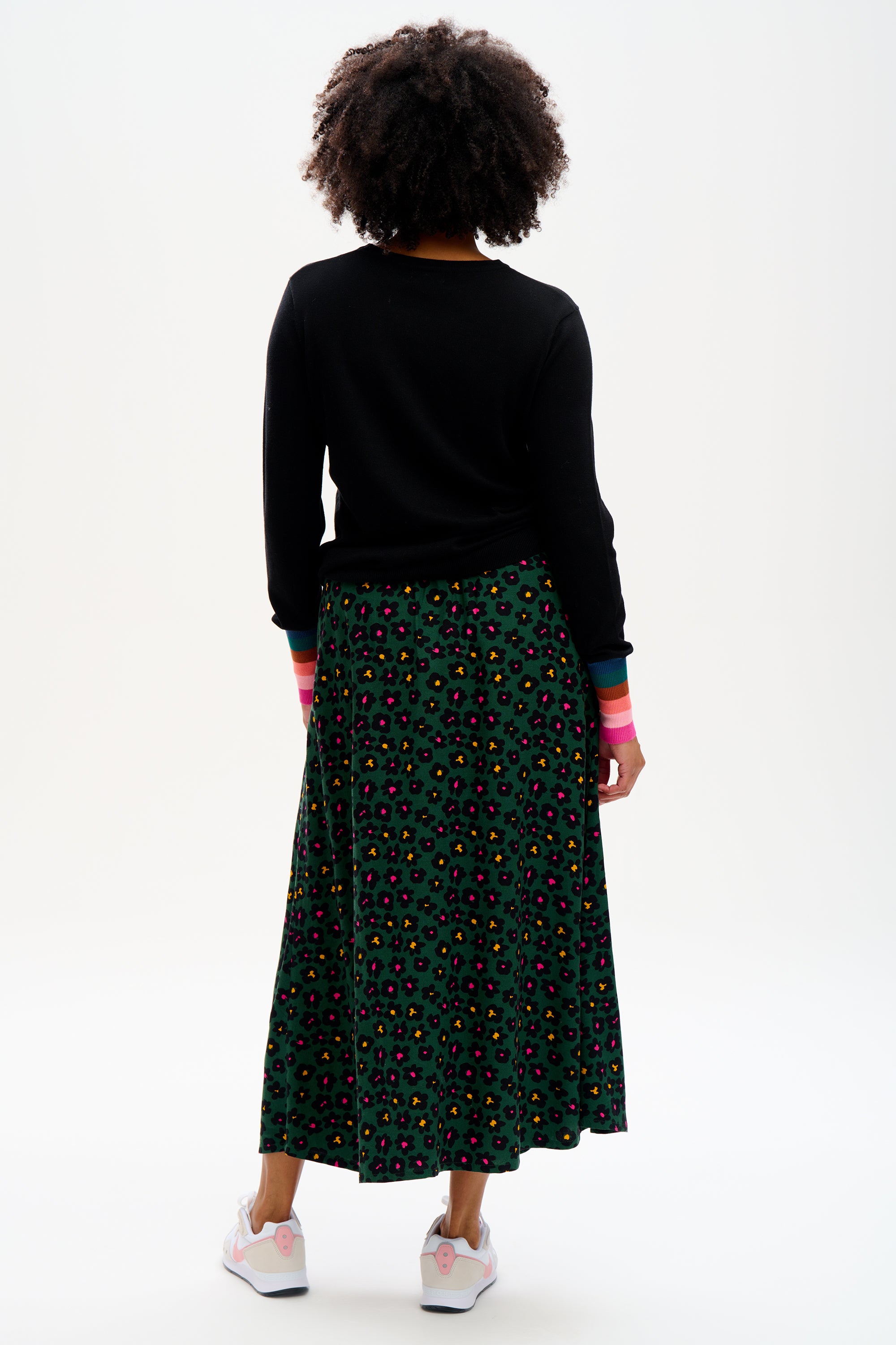 Zora Skirt - Green, Painted Floral