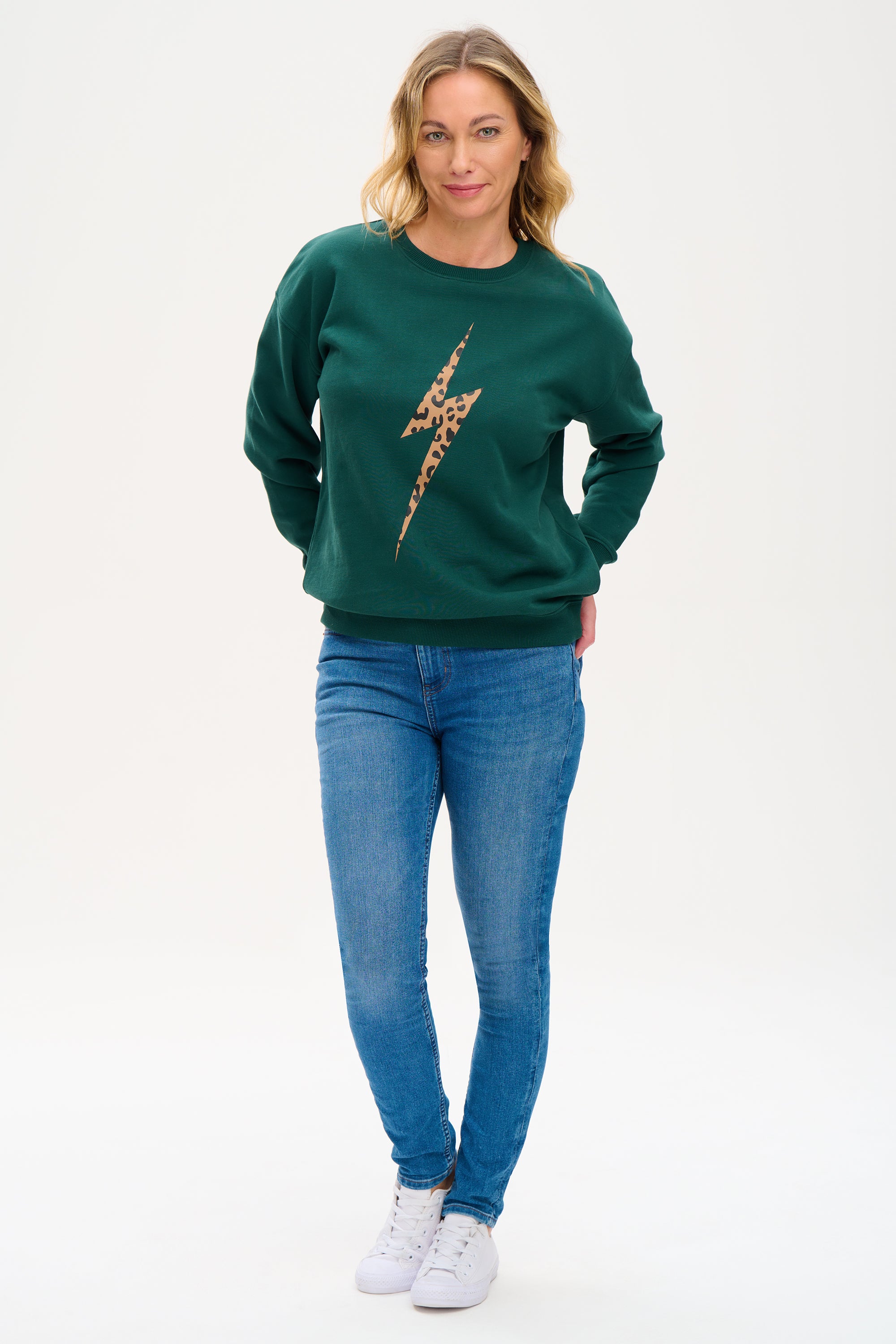 Noah Sweatshirt - Dark Green, Wild Lightning