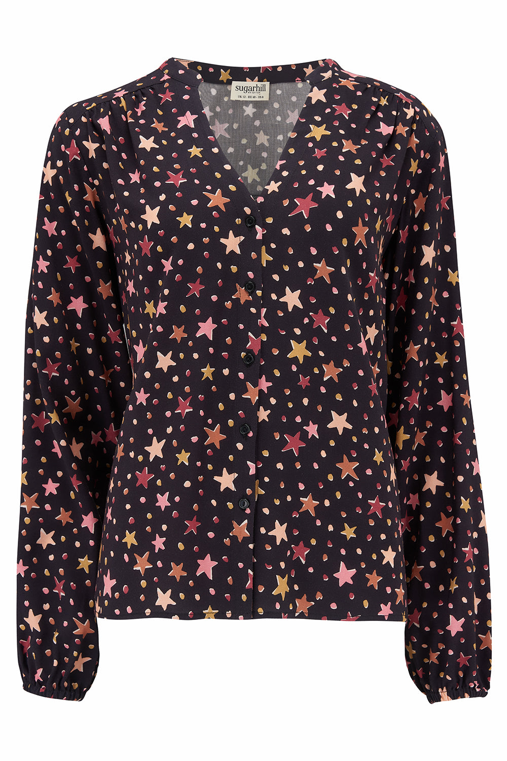 Sandy Blouse - Black, Cutout Stars