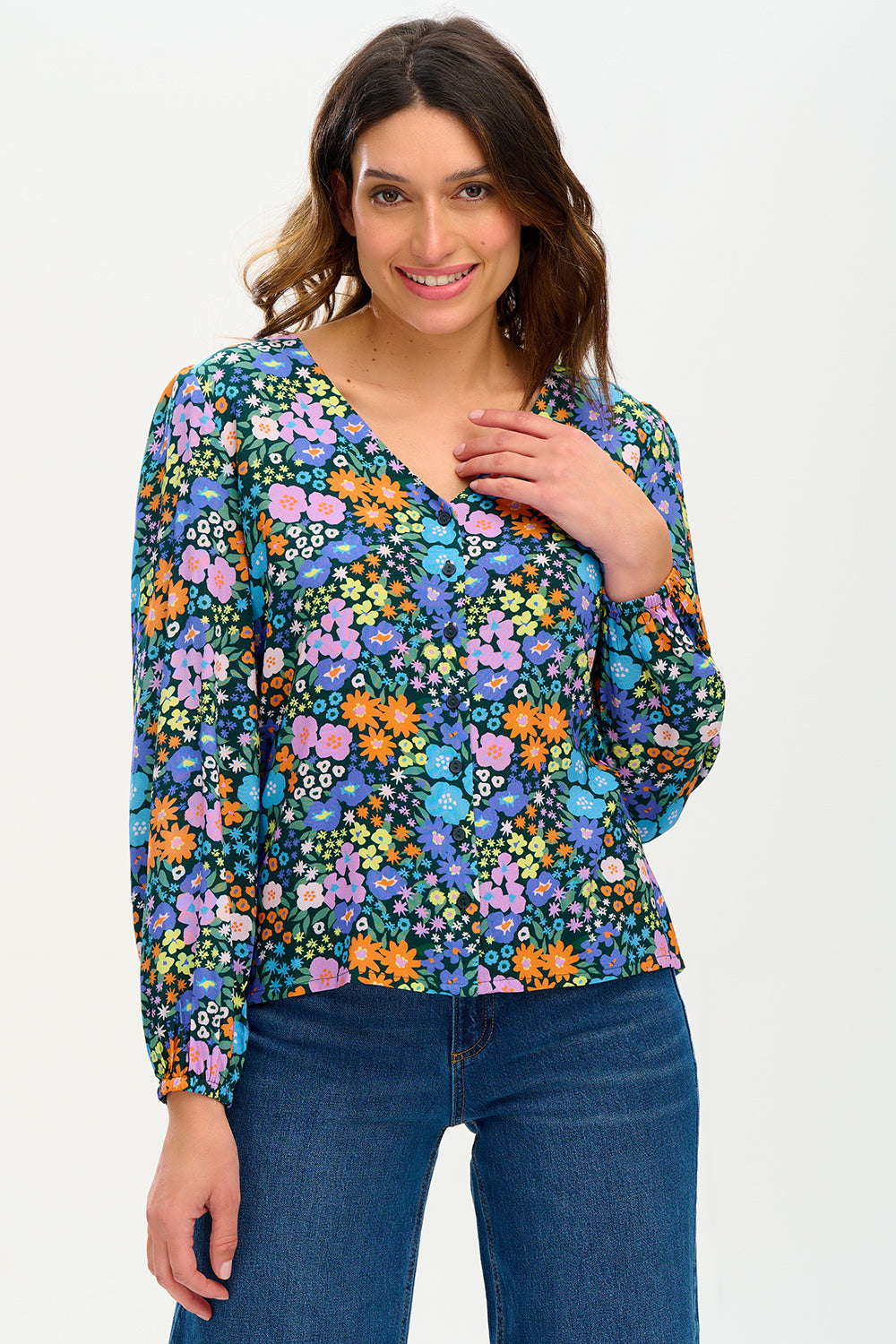 Imelda V-Neck Blouse - Multi, Busy Floral