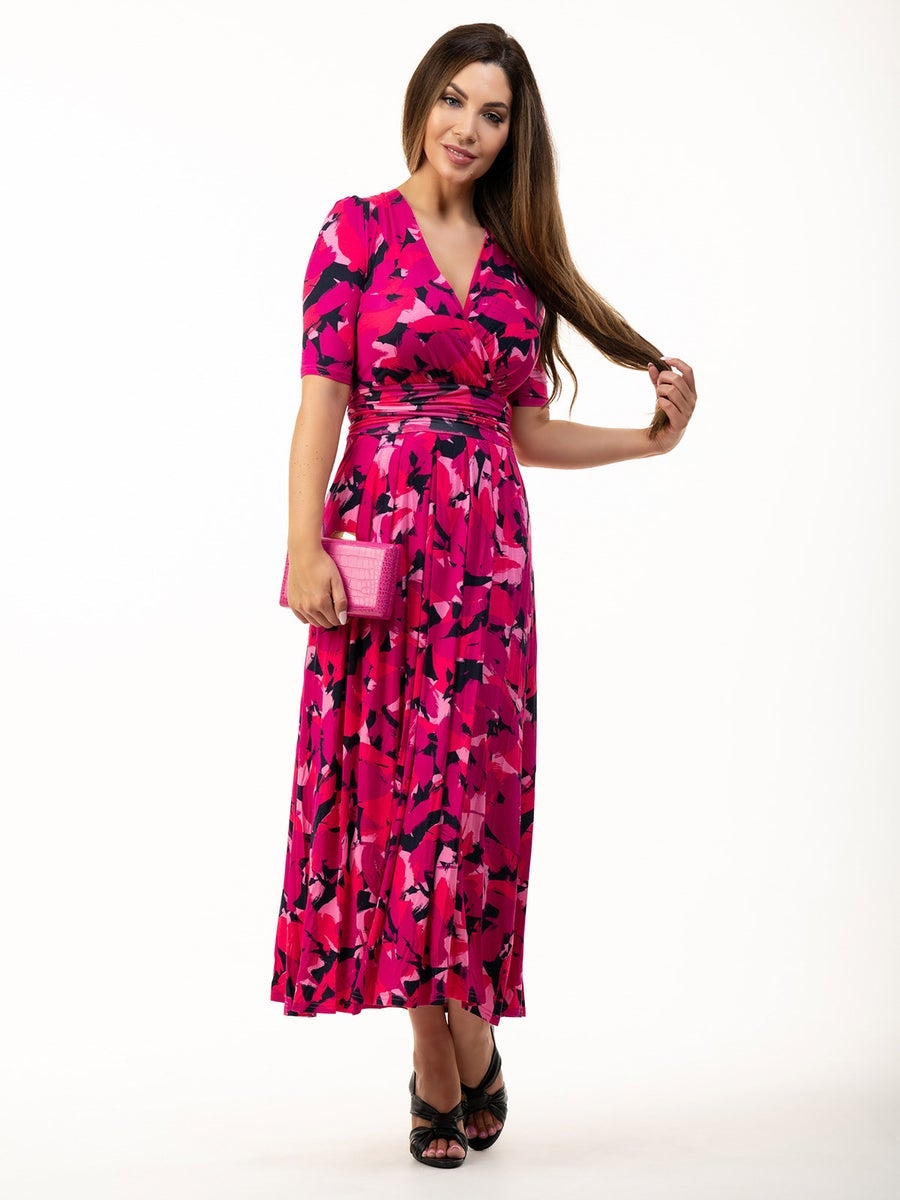 Pink Abstract Maxi Wrsp Dress Joli Moi 