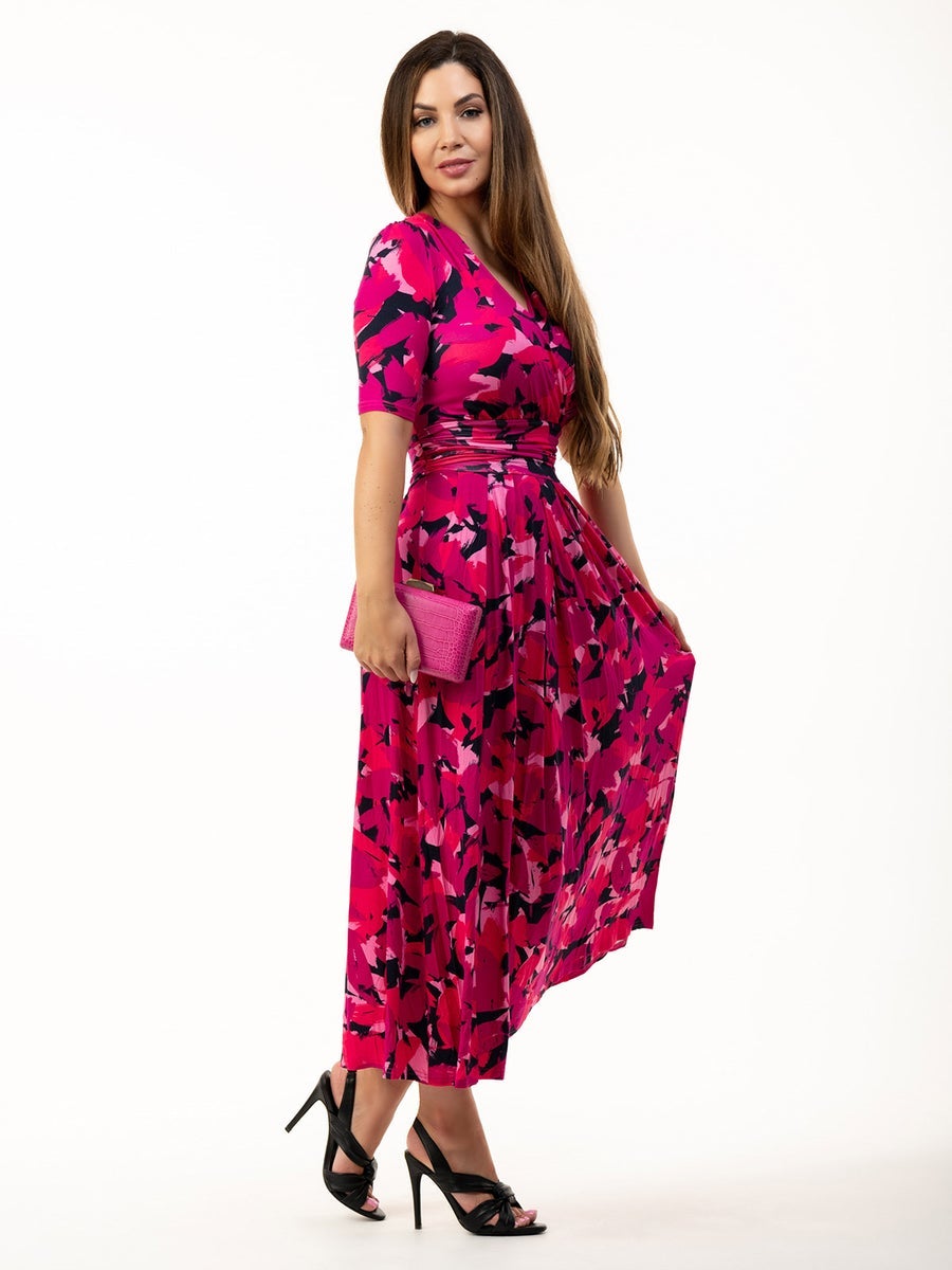 Pink Abstract Maxi Wrsp Dress Joli Moi 