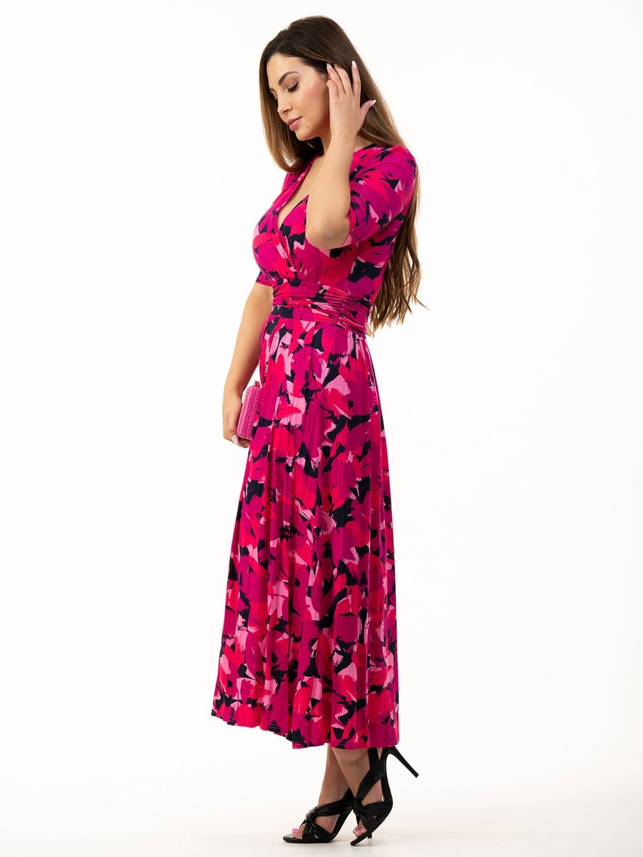 Pink Abstract Maxi Wrsp Dress Joli Moi 