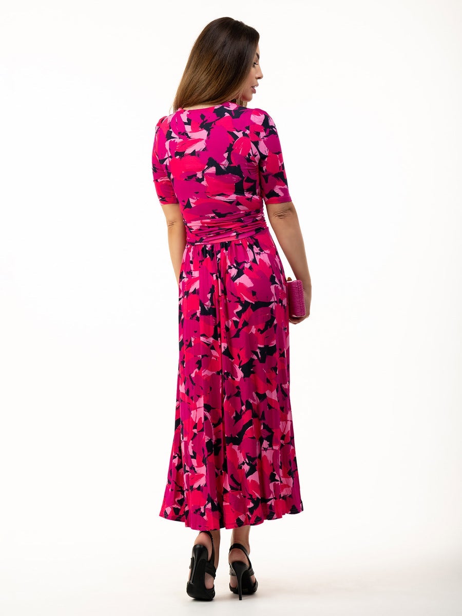 Pink Abstract Maxi Wrsp Dress Joli Moi 