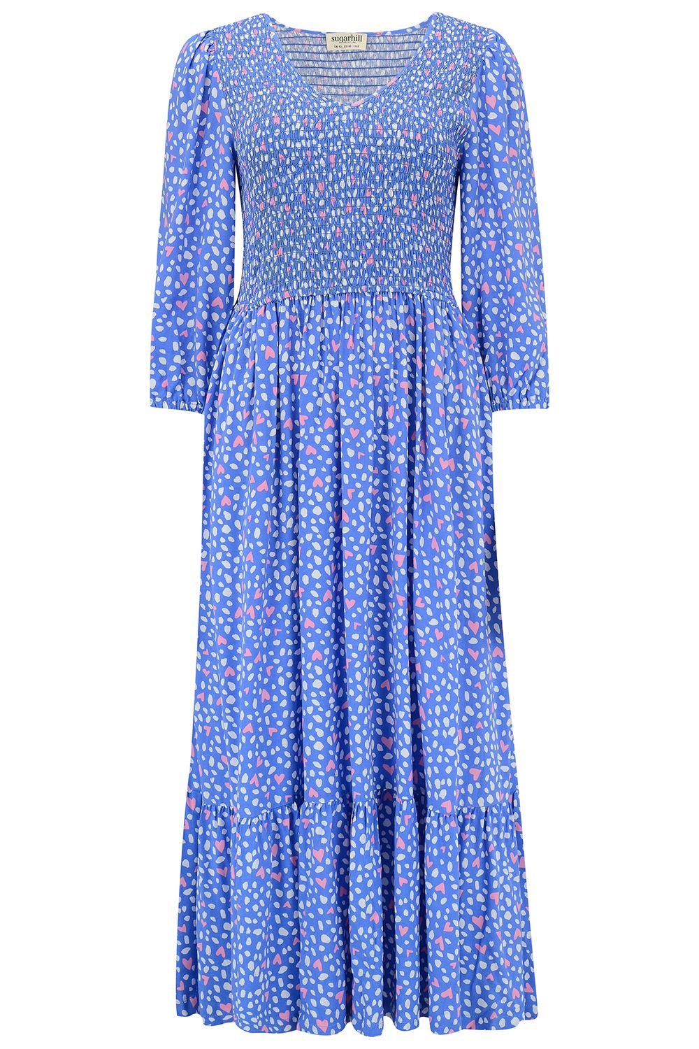 Magdalene Midi Dress | Animal Love Hearts (Blue)