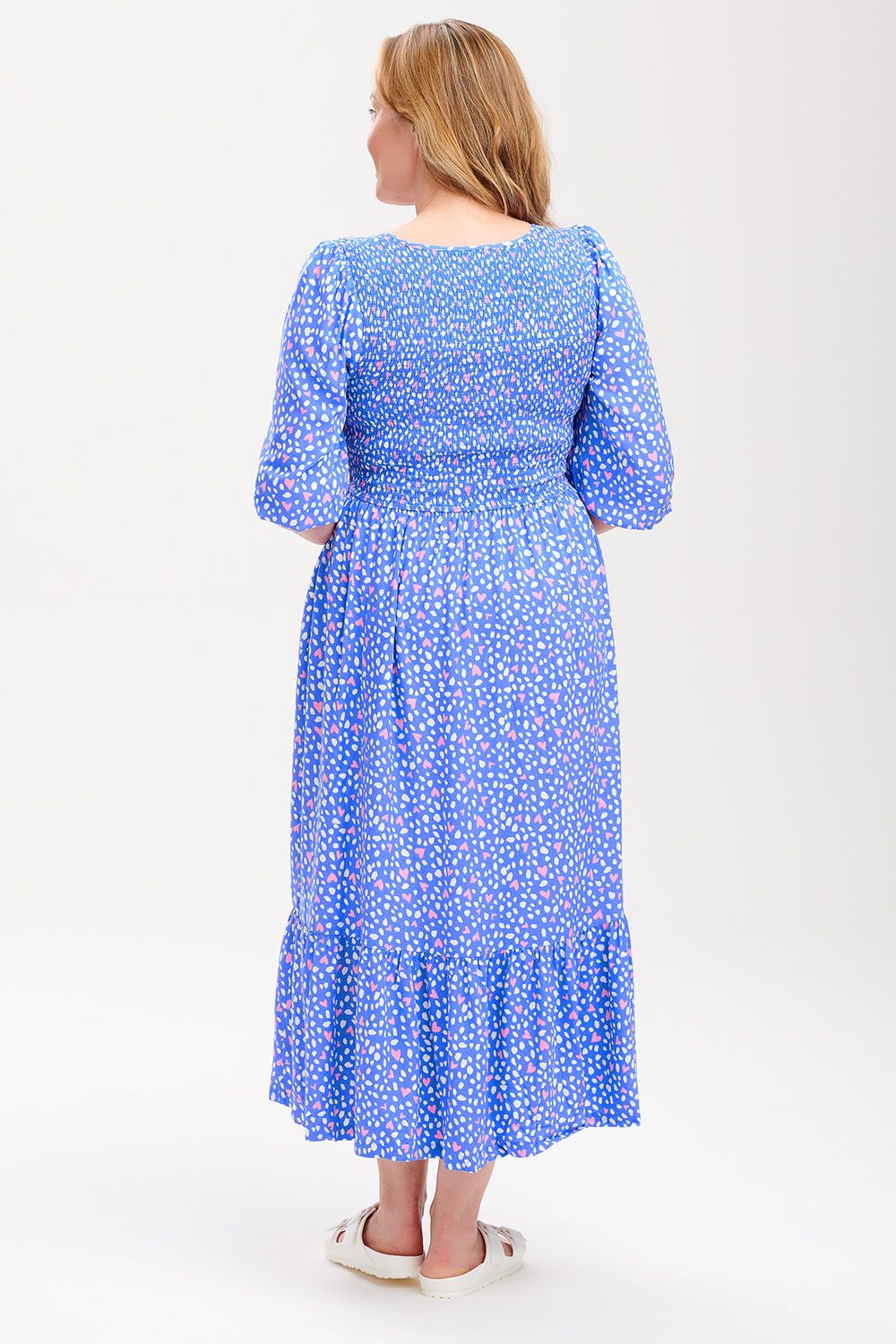 Magdalene Midi Dress | Animal Love Hearts (Blue)