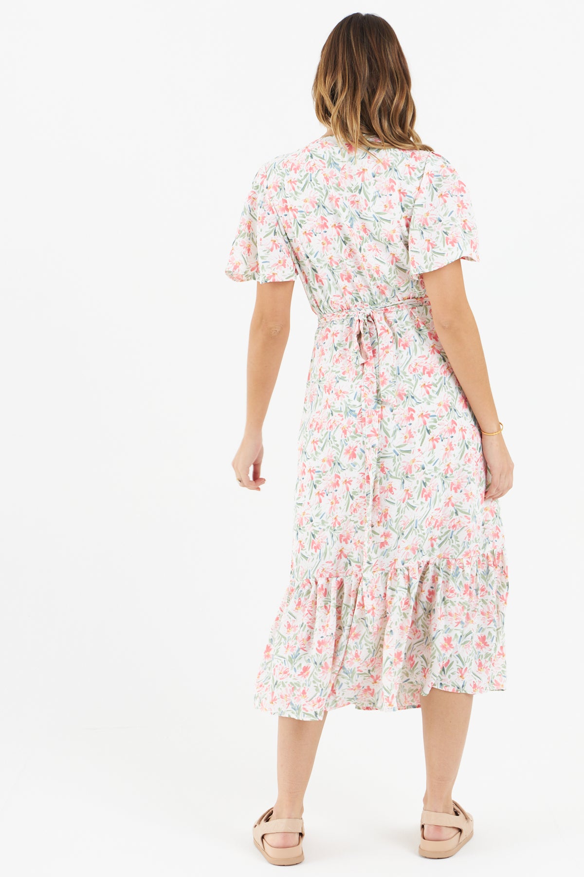 Carlisle Floral Wrap Dress (White)