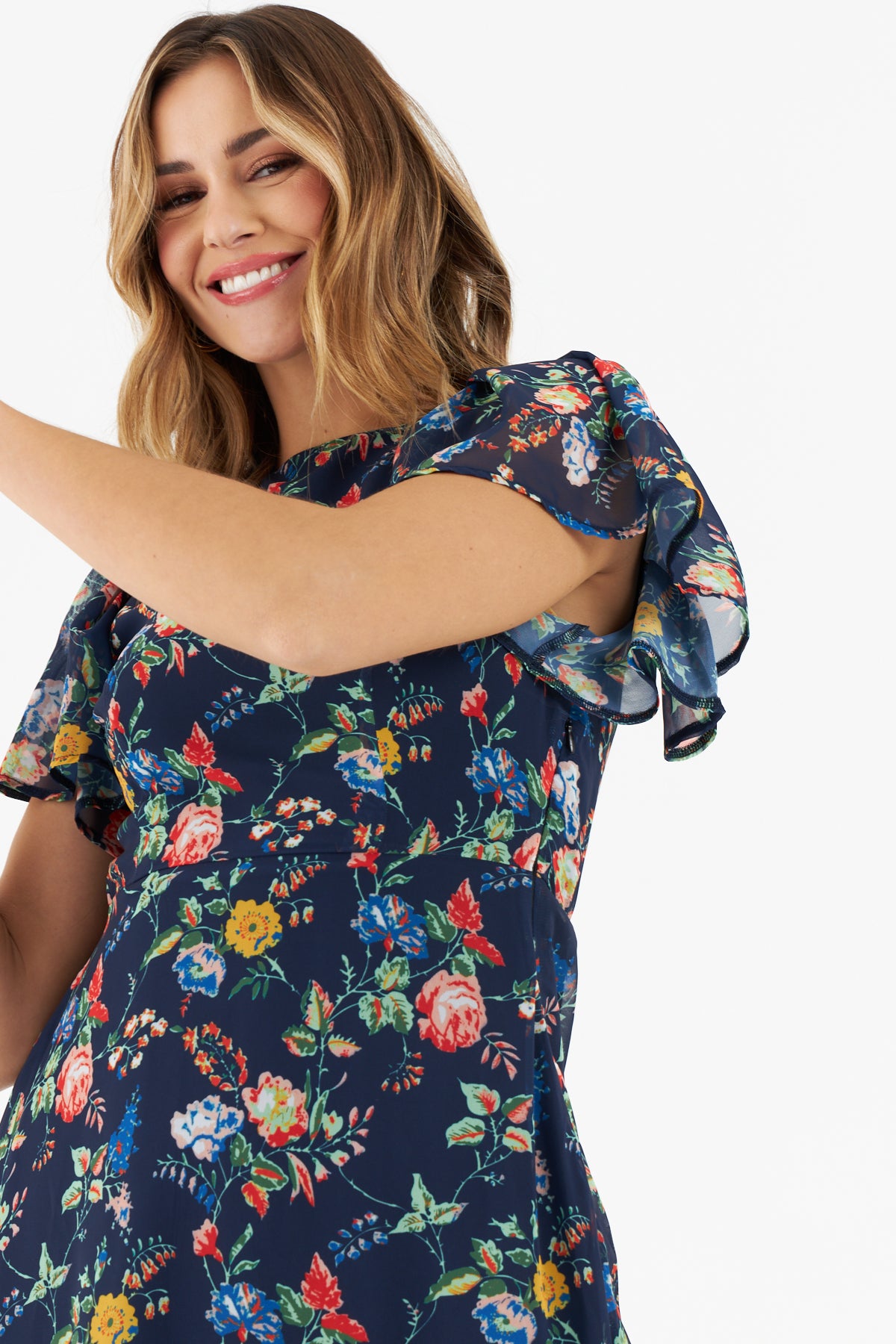 Chia Floral Dress (Navy)