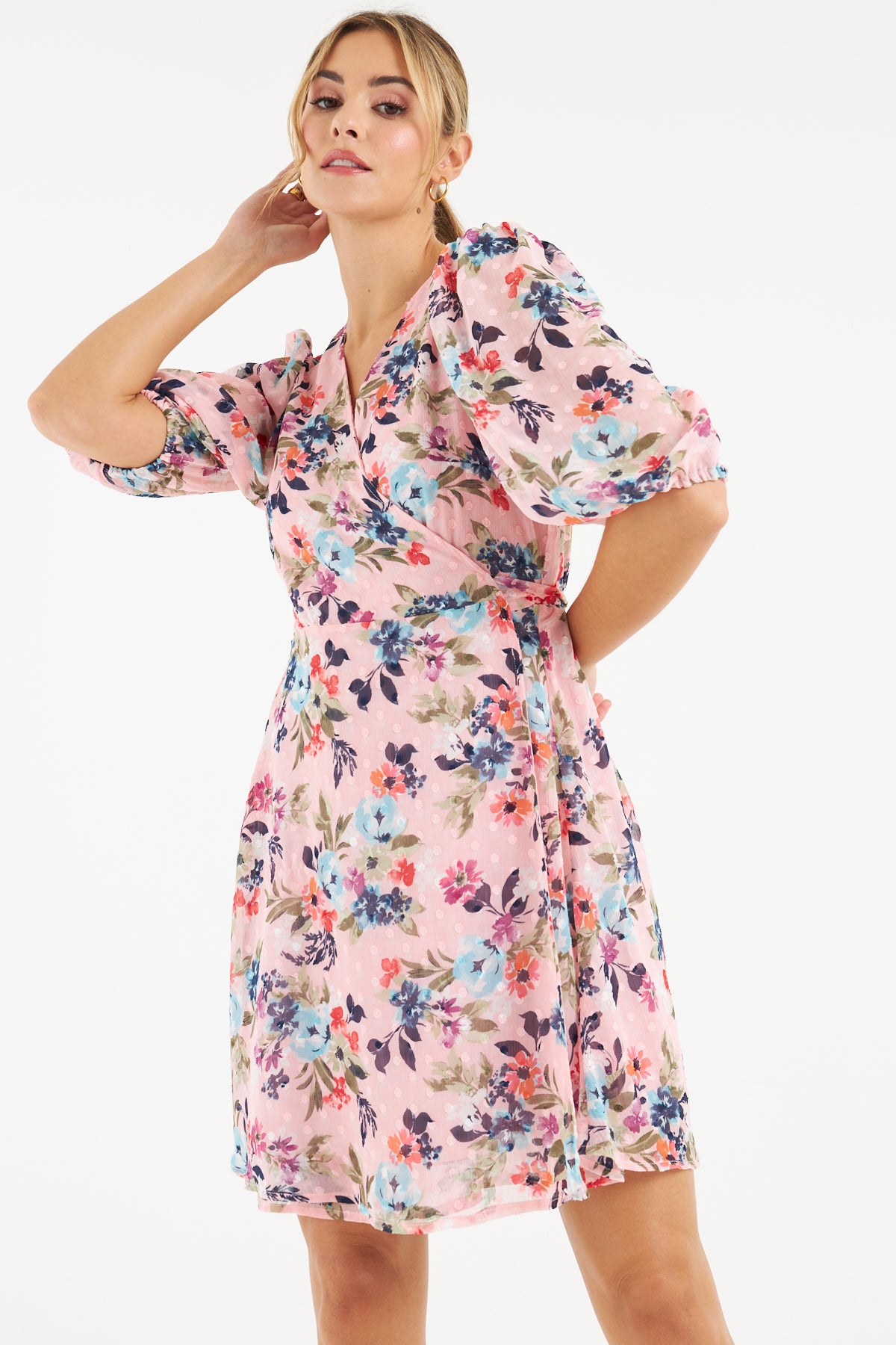 Faye Wrap Dress (Pink Floral)