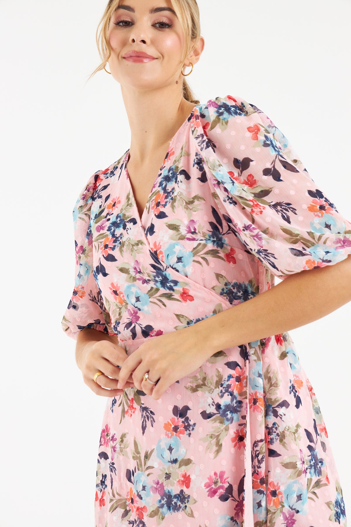 Faye Wrap Dress (Pink Floral)