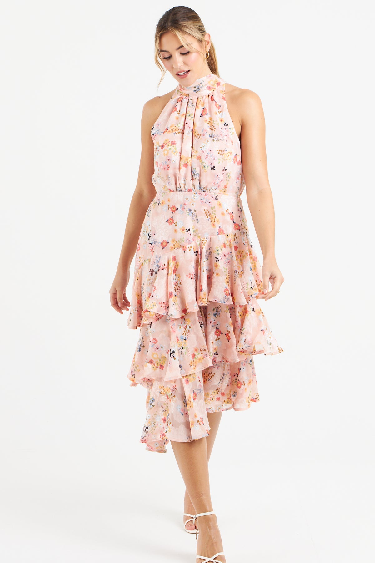 Pia Tiered Dress (Pink Floral)