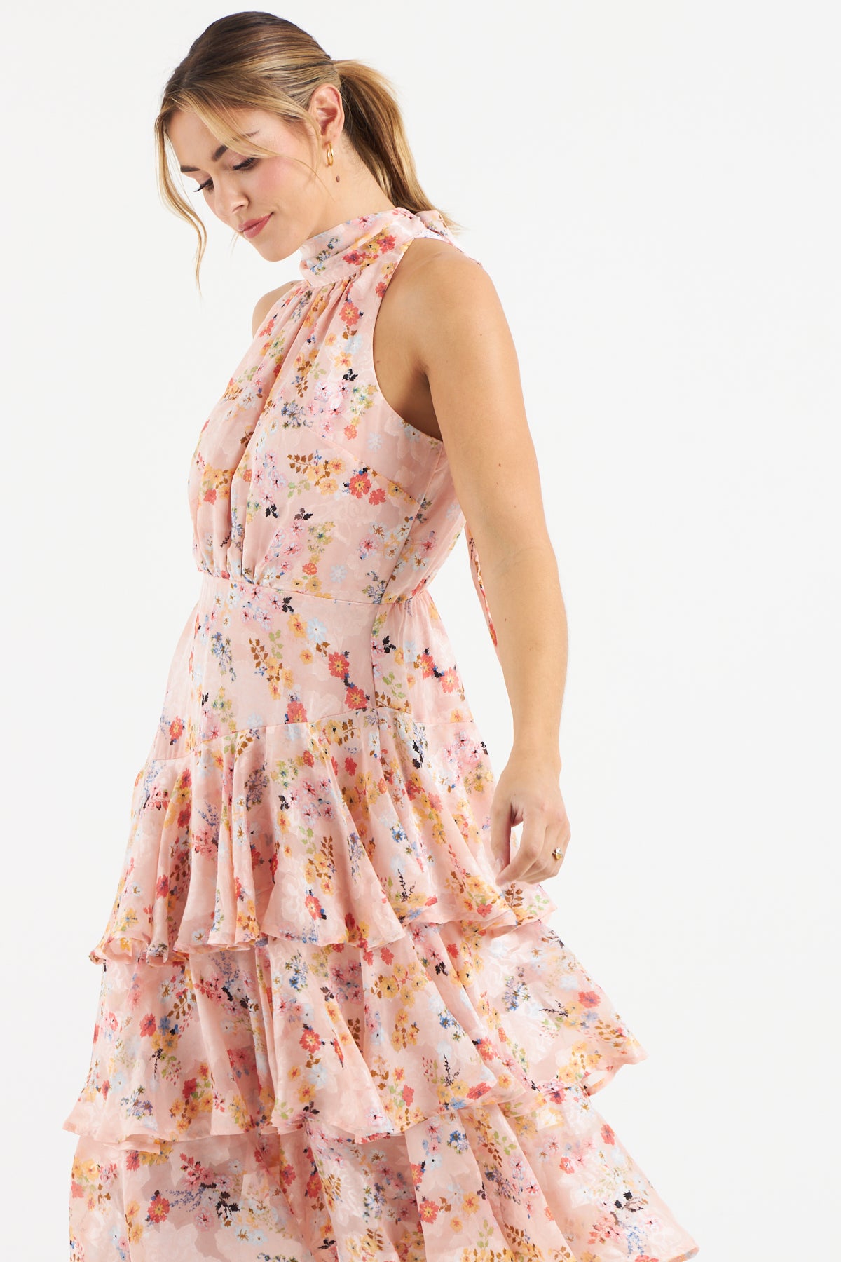 Pia Tiered Dress (Pink Floral)